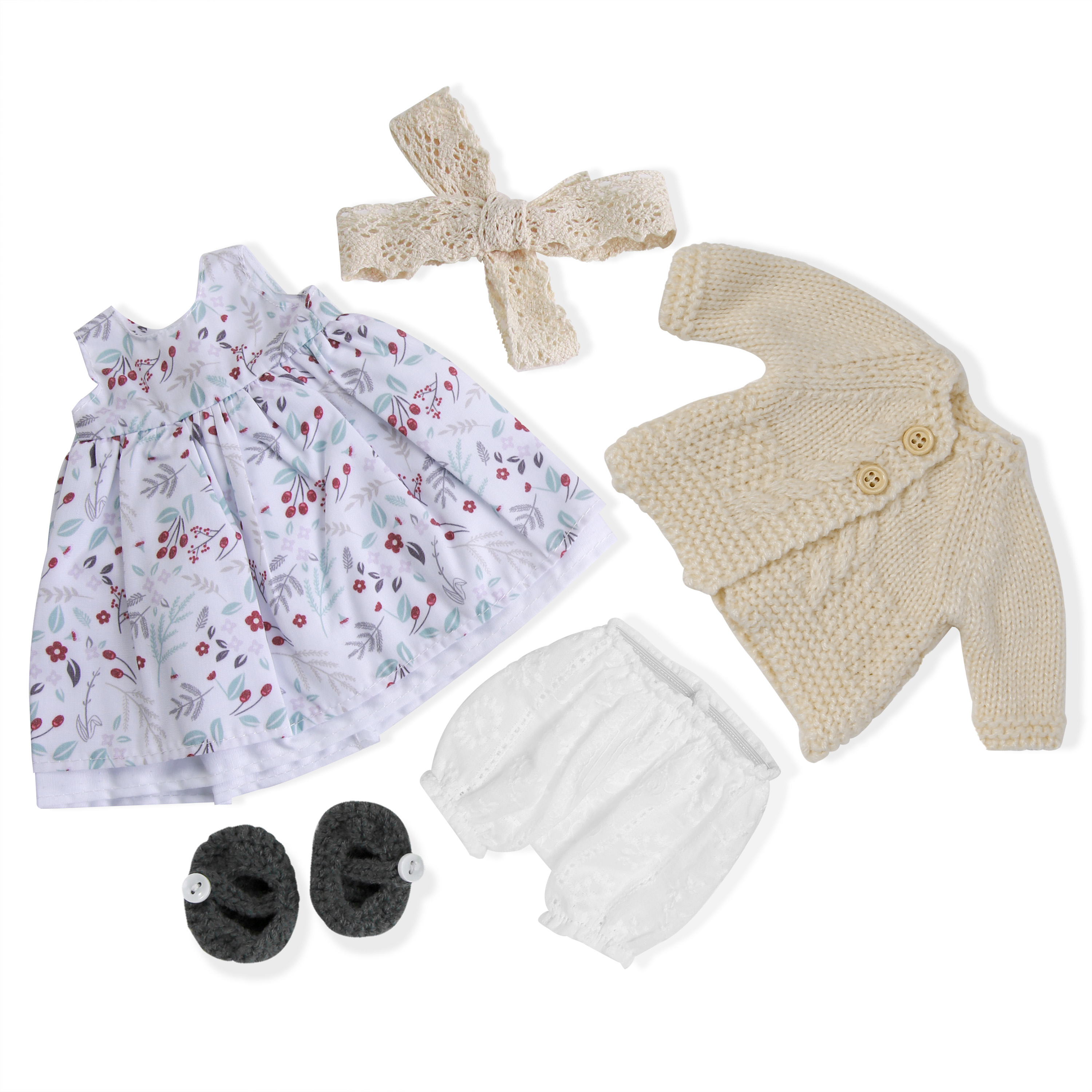 BlissfulPixie 12" Waldorf Handmade Doll Clothing Set Baby Girl Clothes Washable