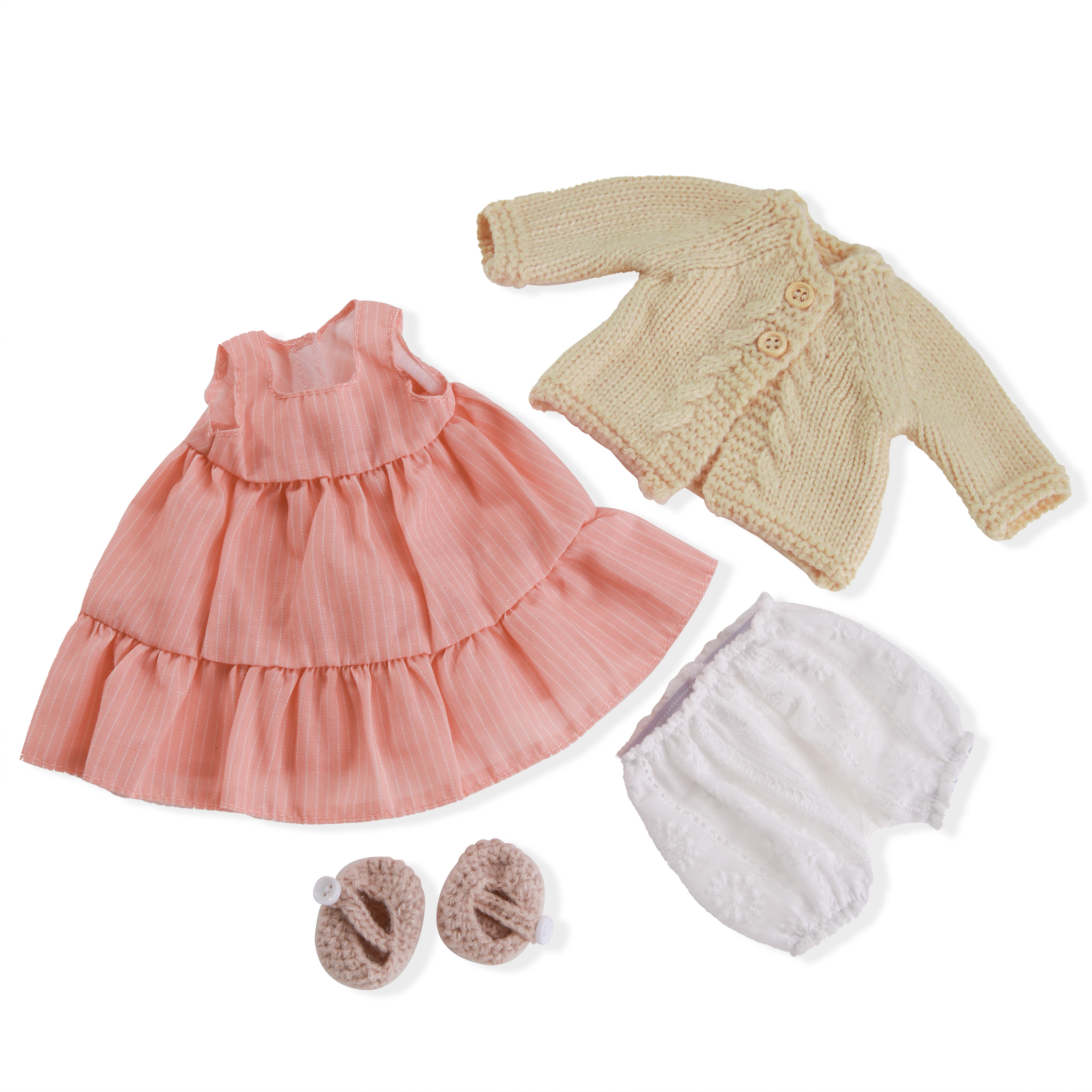 BlissfulPixie 12" Waldorf Handmade Doll Clothing Set Baby Girl Clothes Washable