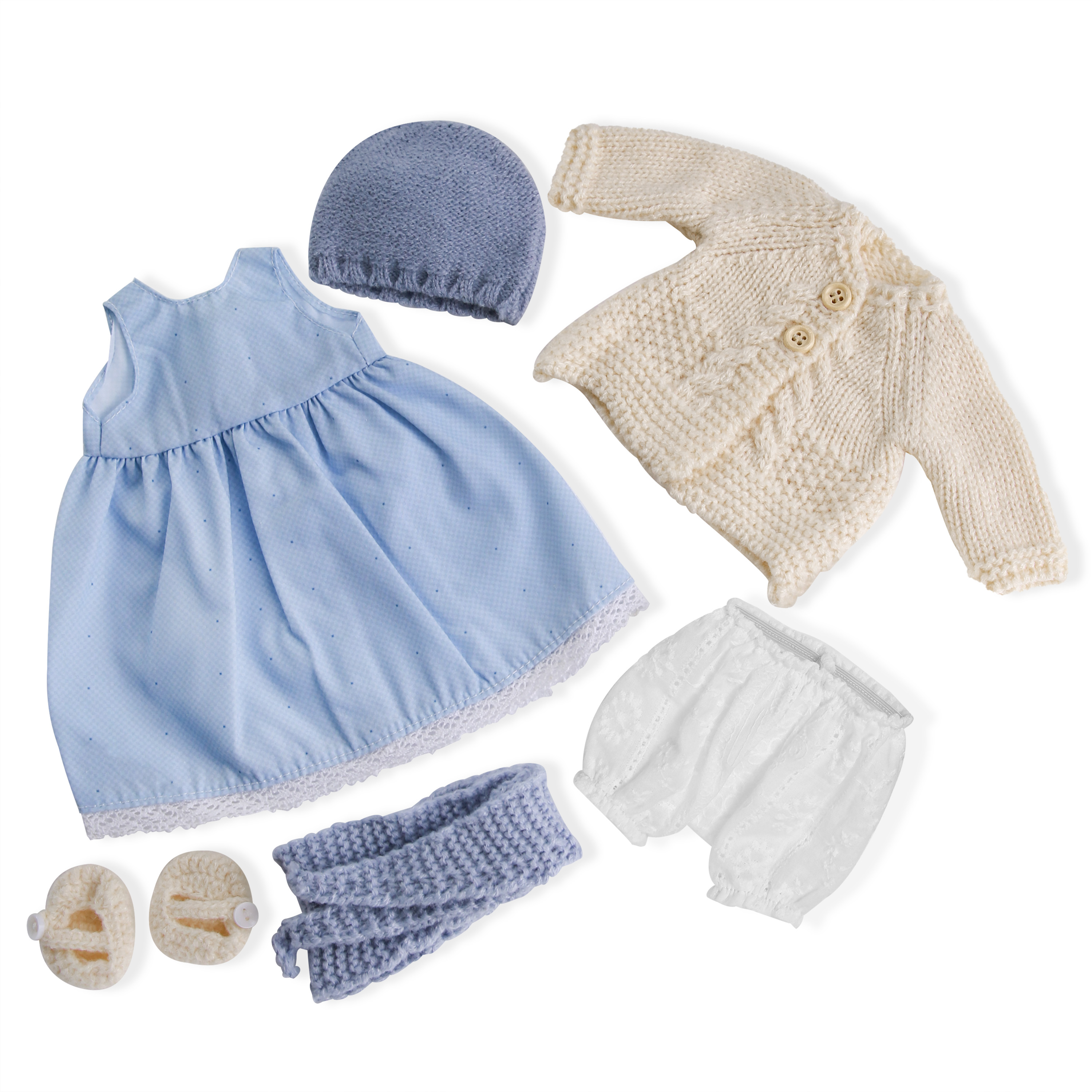 BlissfulPixie 12" Waldorf Handmade Doll Clothing Set Baby Girl Clothes Washable