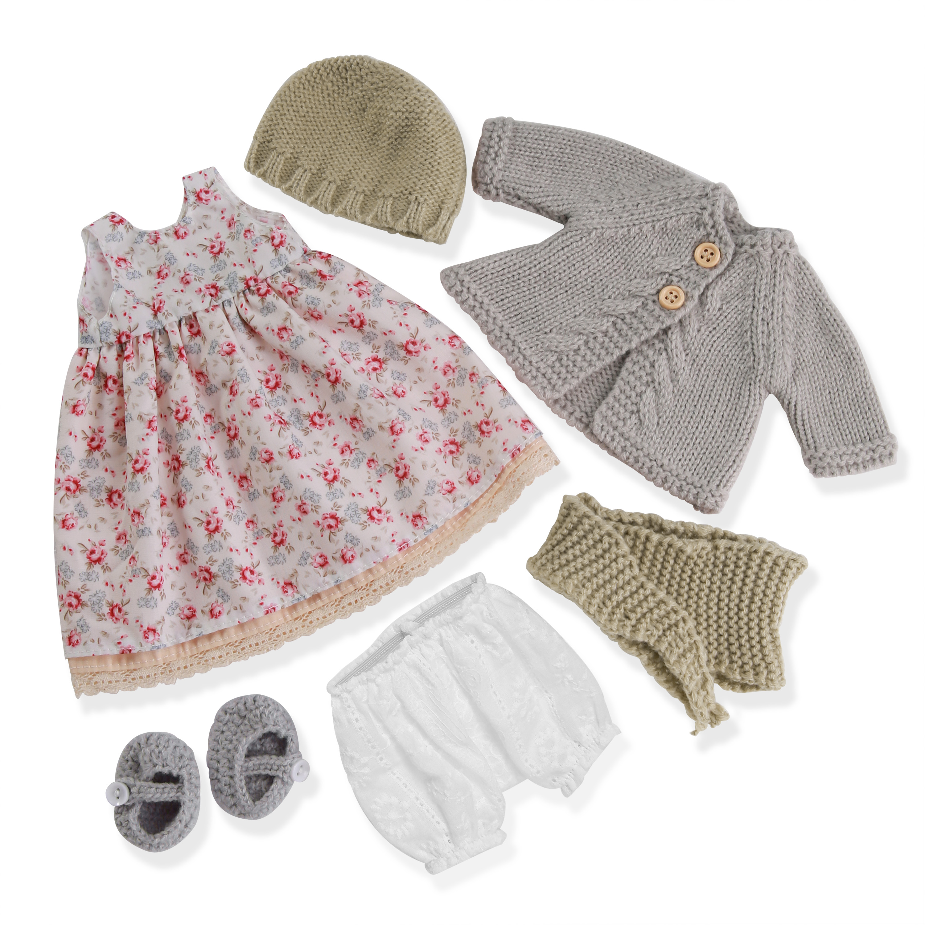 BlissfulPixie 12" Waldorf Handmade Doll Clothing Set Baby Girl Clothes Washable