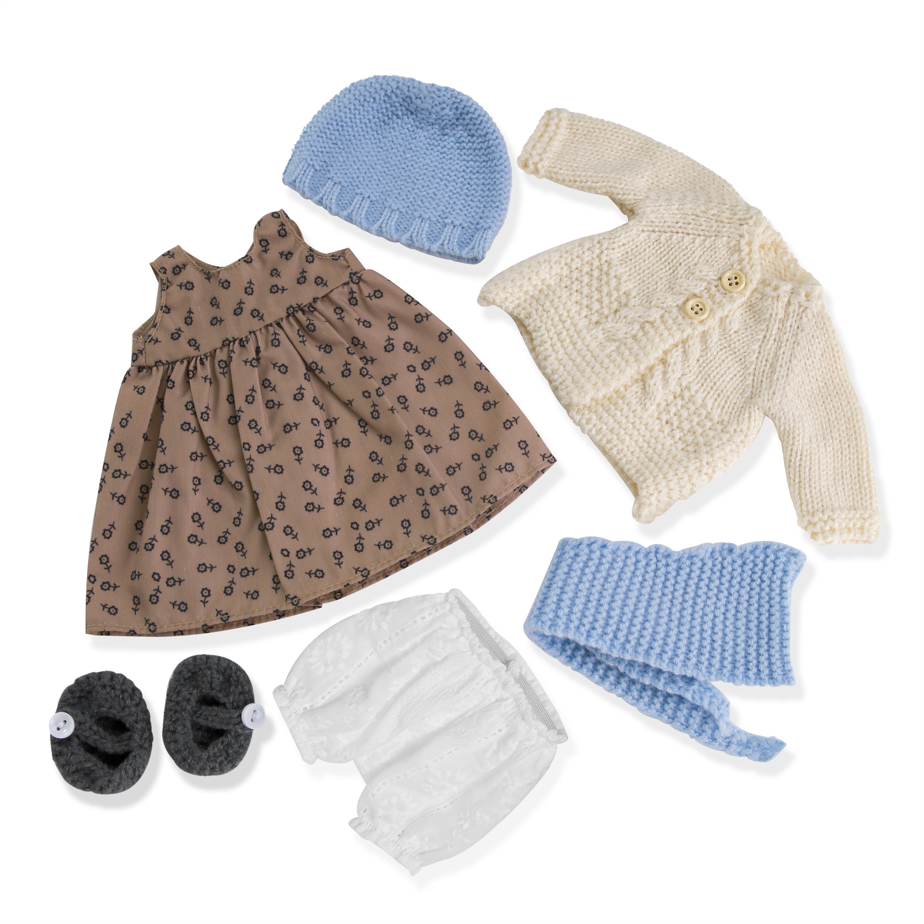 BlissfulPixie 12" Waldorf Handmade Doll Clothing Set Baby Girl Clothes Washable