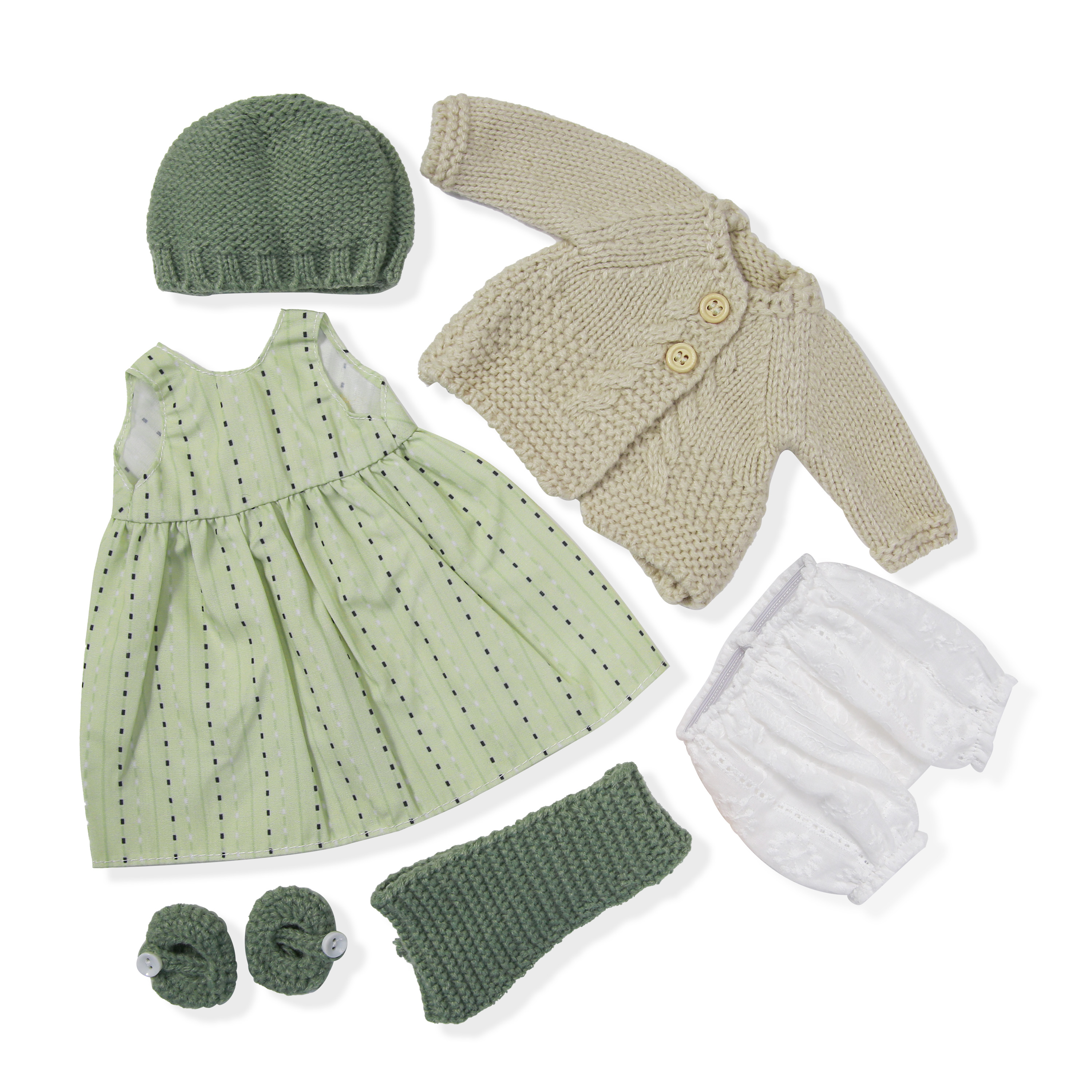 BlissfulPixie 12" Waldorf Handmade Doll Clothing Set Baby Girl Clothes Washable