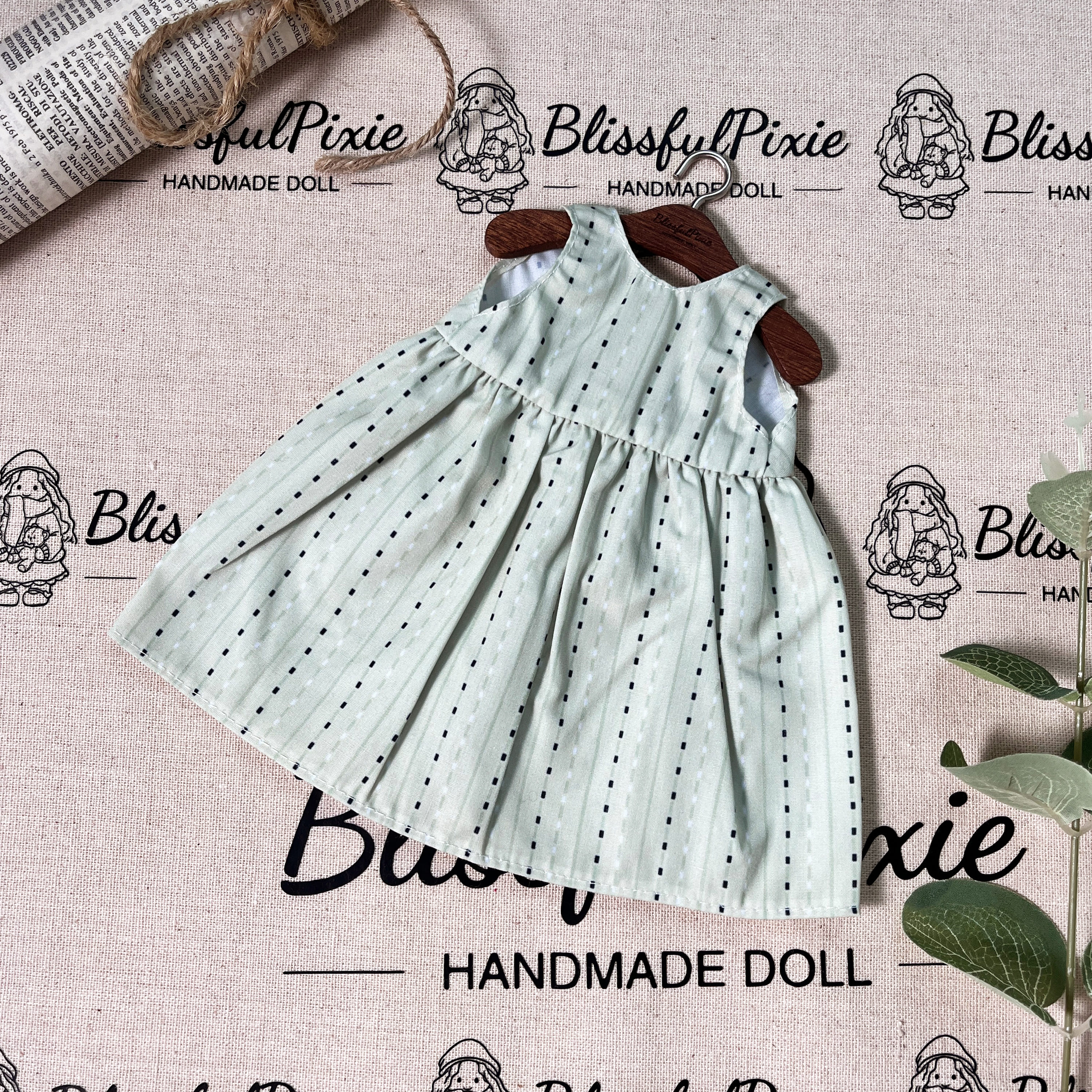 BlissfulPixie 12" Waldorf Handmade Doll Clothing Set Baby Girl Clothes Washable