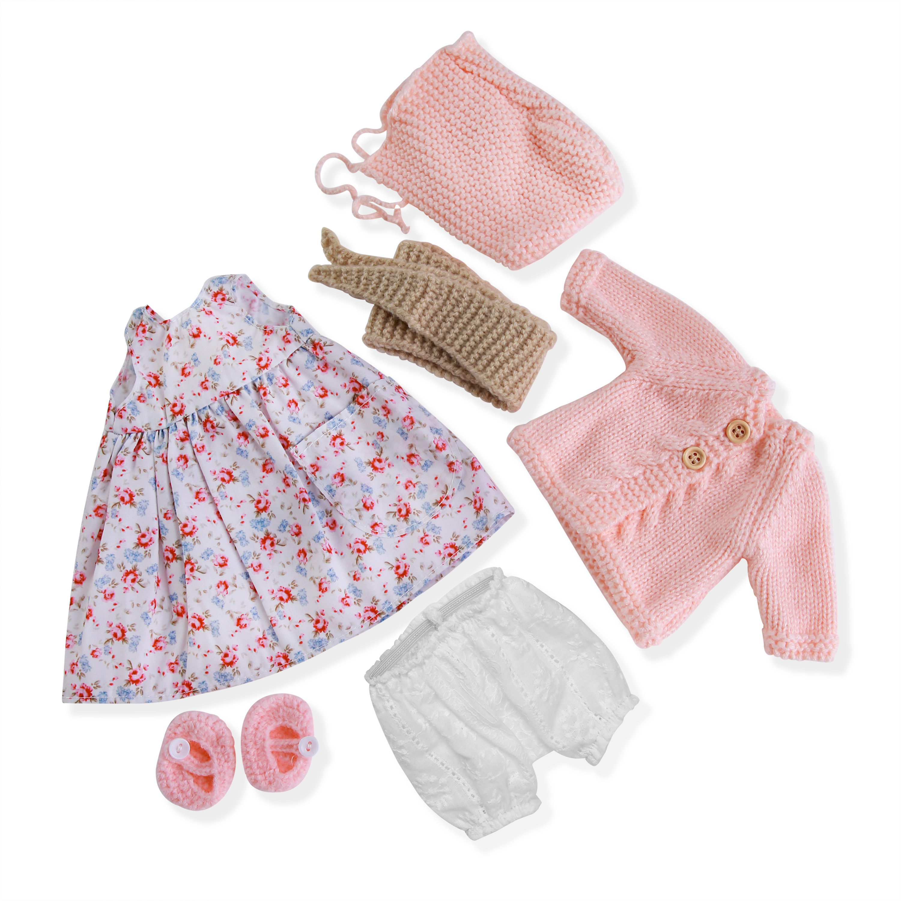 BlissfulPixie 12" Waldorf Handmade Doll Clothing Set Baby Girl Clothes Washable