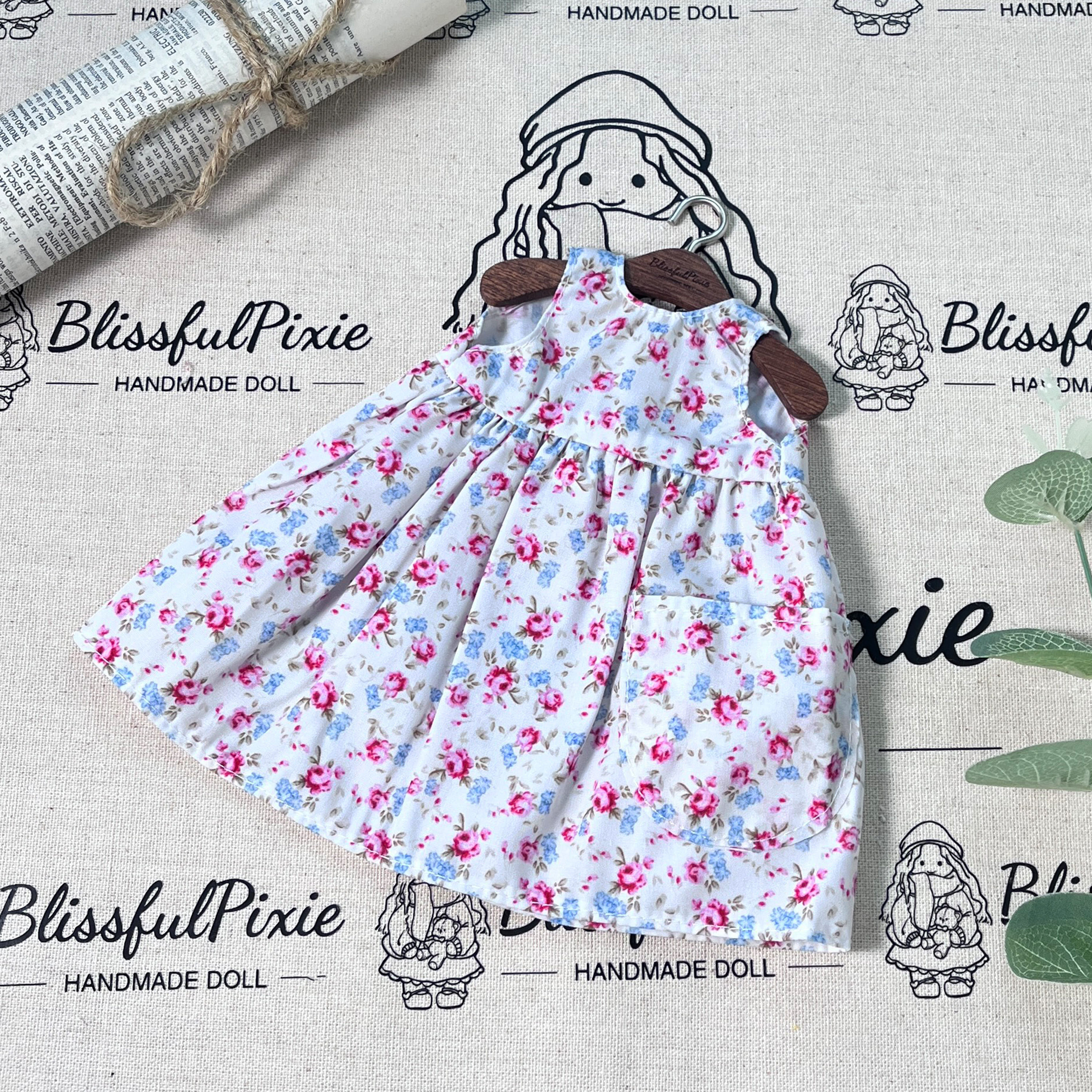 BlissfulPixie 12" Waldorf Handmade Doll Clothing Set Baby Girl Clothes Washable