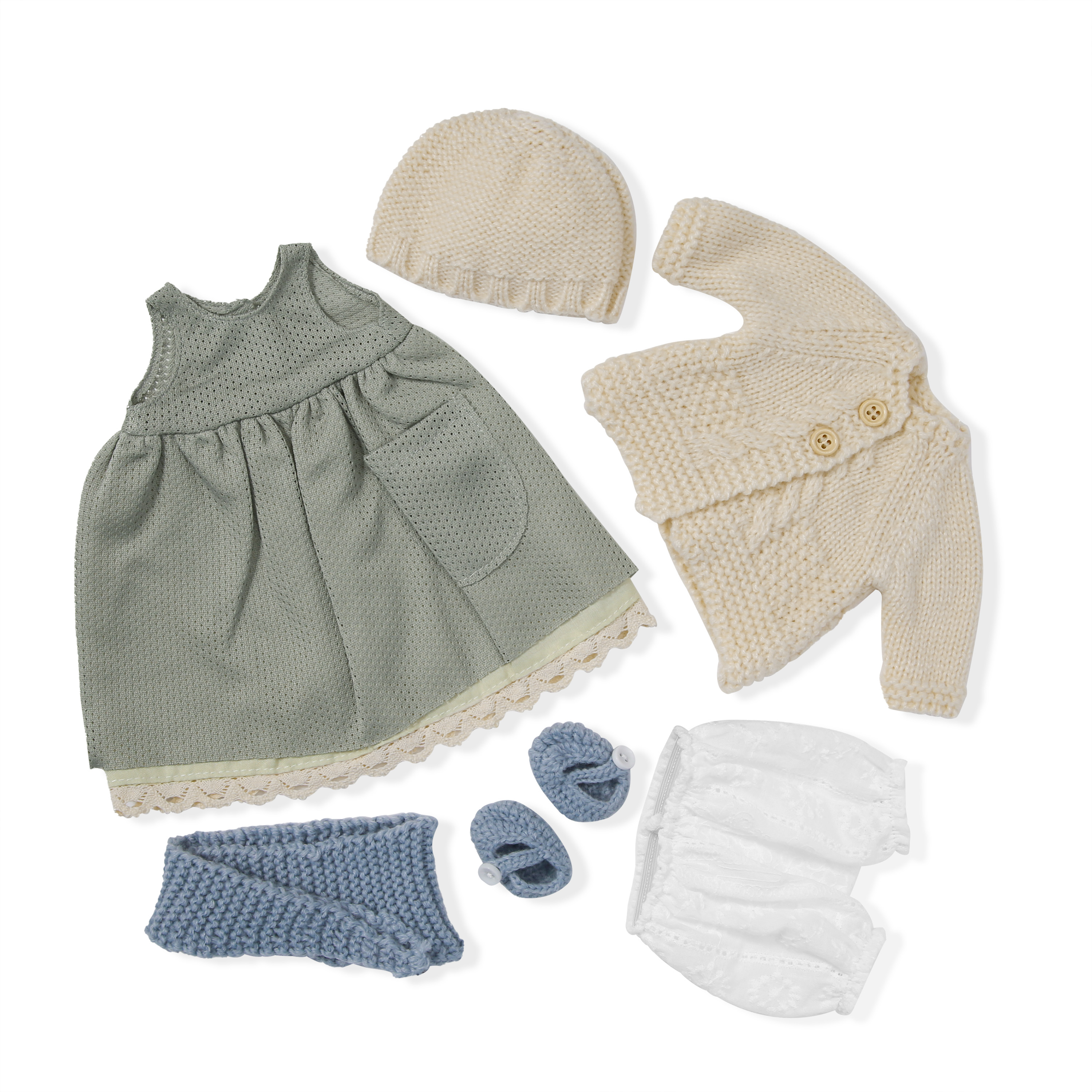 BlissfulPixie 12" Waldorf Handmade Doll Clothing Set Baby Girl Clothes Washable