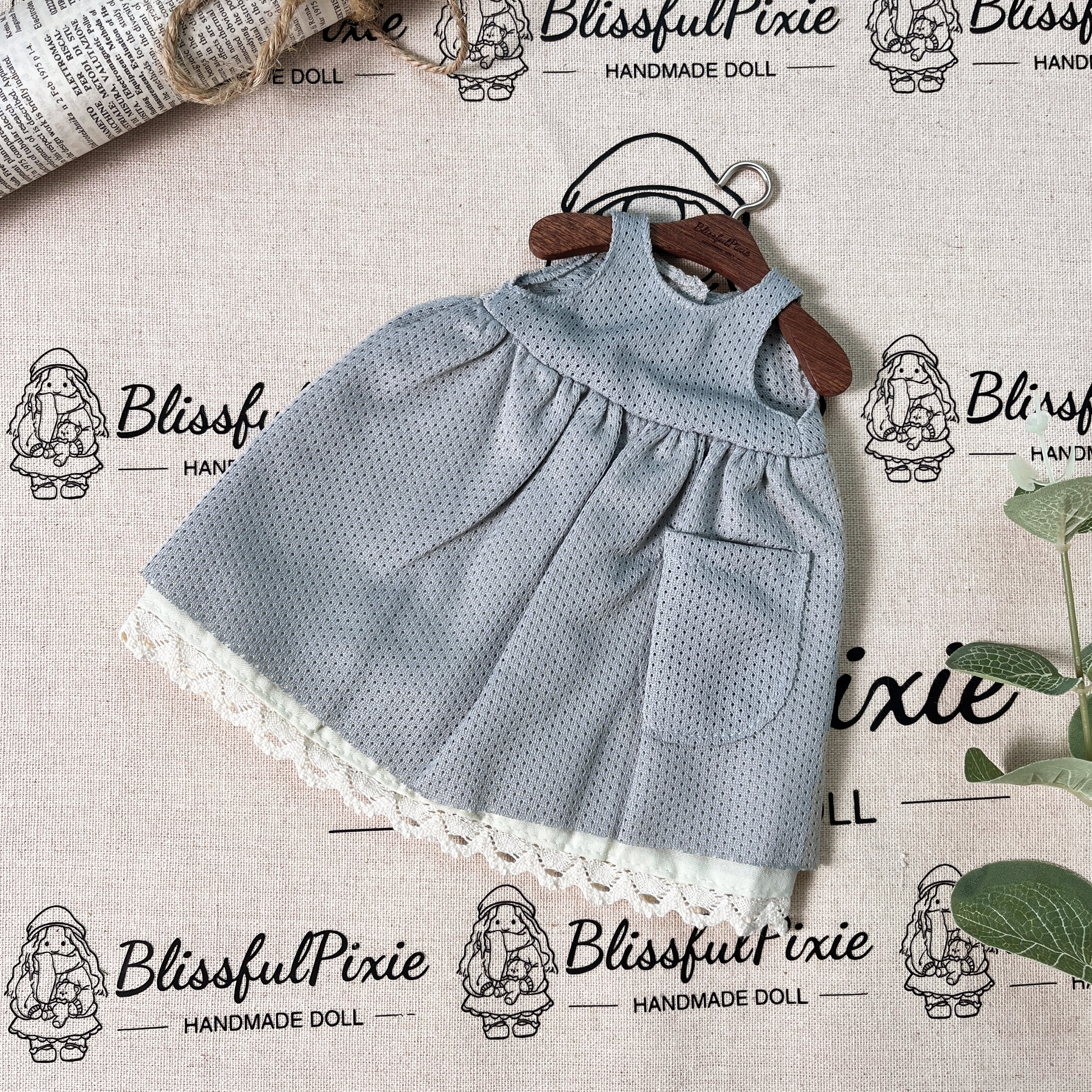 BlissfulPixie 12" Waldorf Handmade Doll Clothing Set Baby Girl Clothes Washable