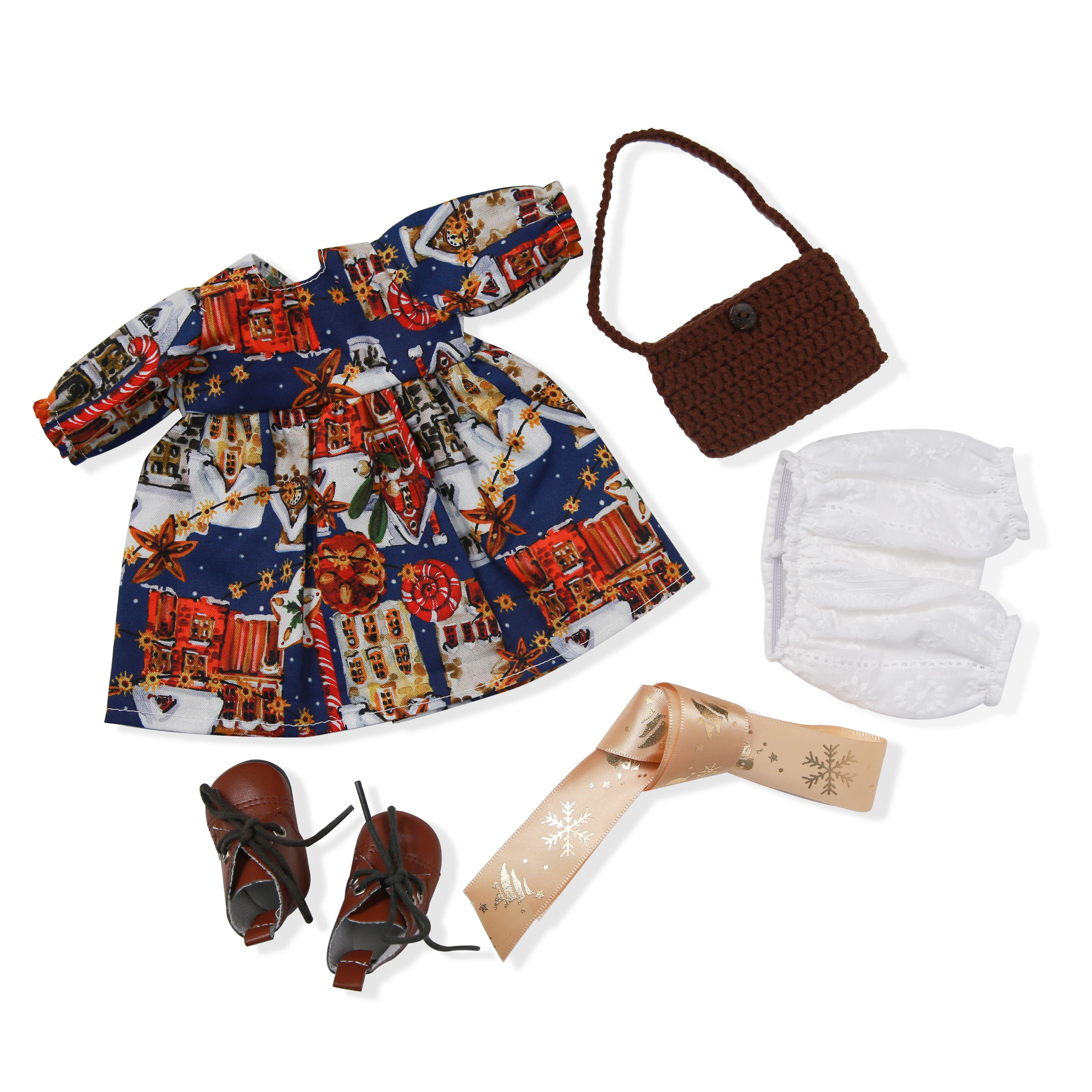 BlissfulPixie 12" Waldorf Handmade Doll Clothing Set Baby Girl Clothes Washable