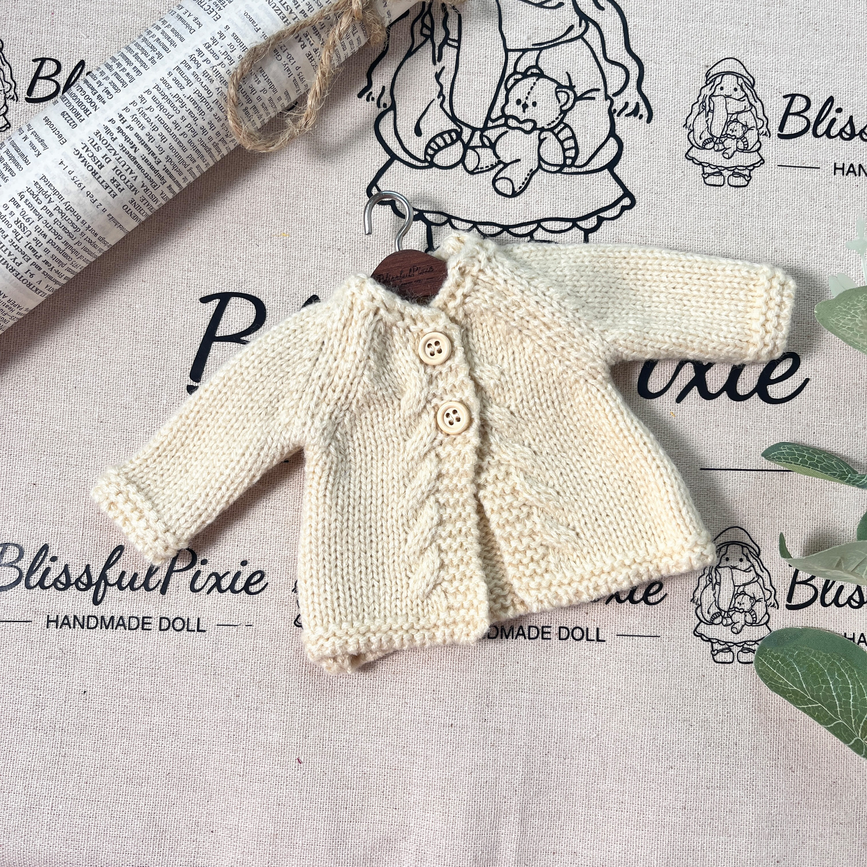 BlissfulPixie 12" Waldorf Handmade Doll Clothing Set Baby Girl Clothes Washable