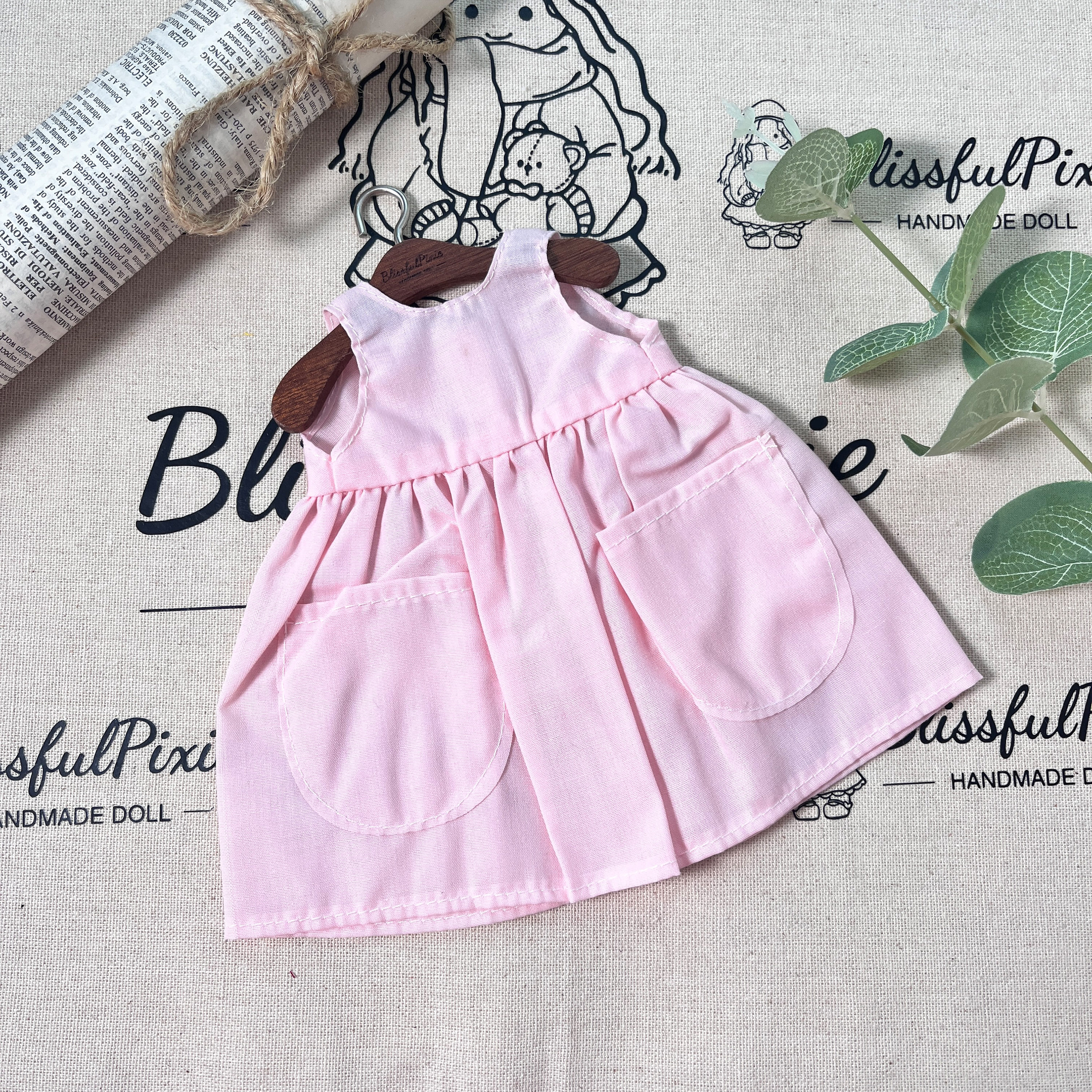 BlissfulPixie 12" Waldorf Handmade Doll Clothing Set Baby Girl Clothes Washable