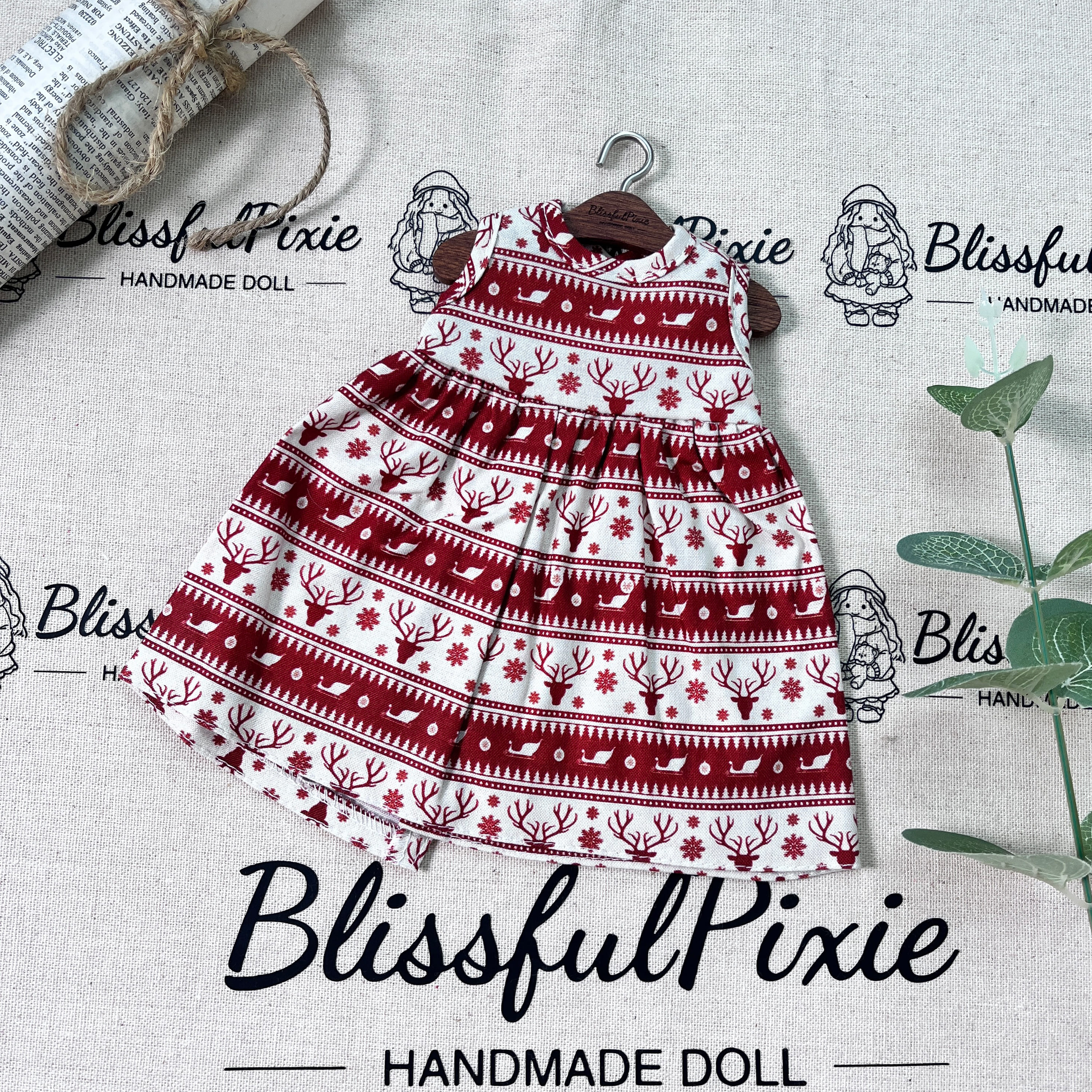 BlissfulPixie 12" Waldorf Handmade Doll Clothing Set Baby Girl Clothes Washable