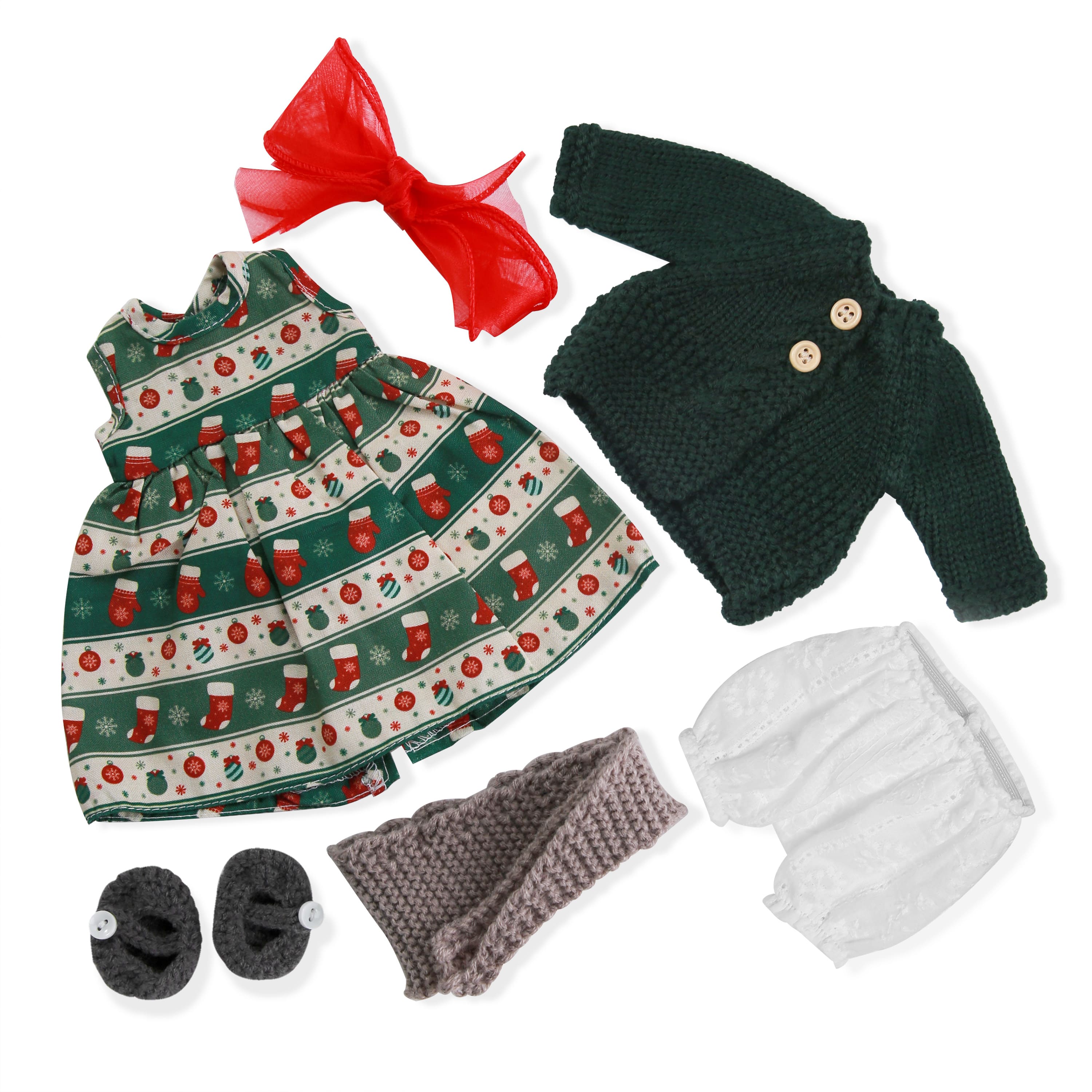 BlissfulPixie 12" Waldorf Handmade Doll Clothing Set Baby Girl Clothes Washable