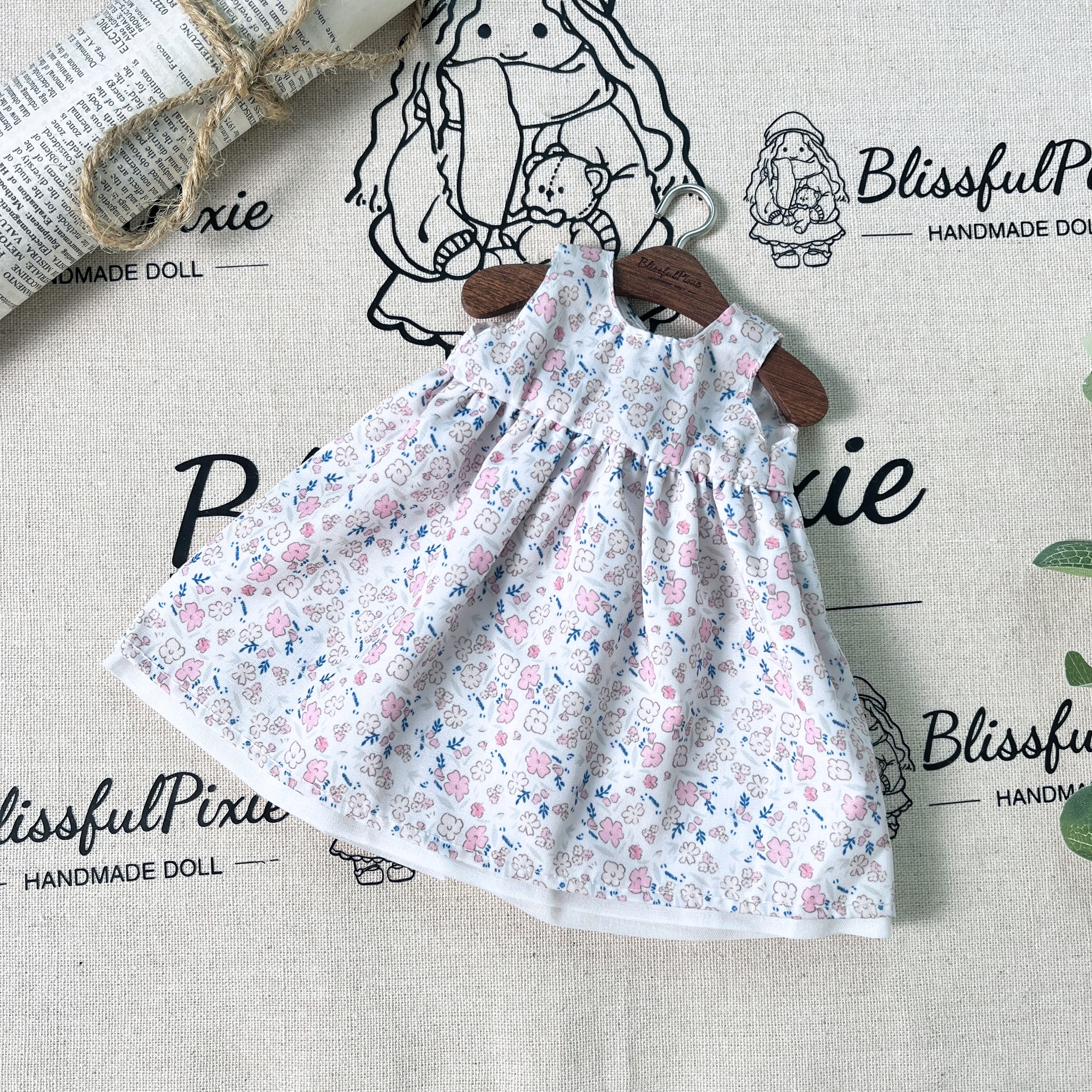 BlissfulPixie 12" Waldorf Handmade Doll Clothing Set Baby Girl Clothes Washable