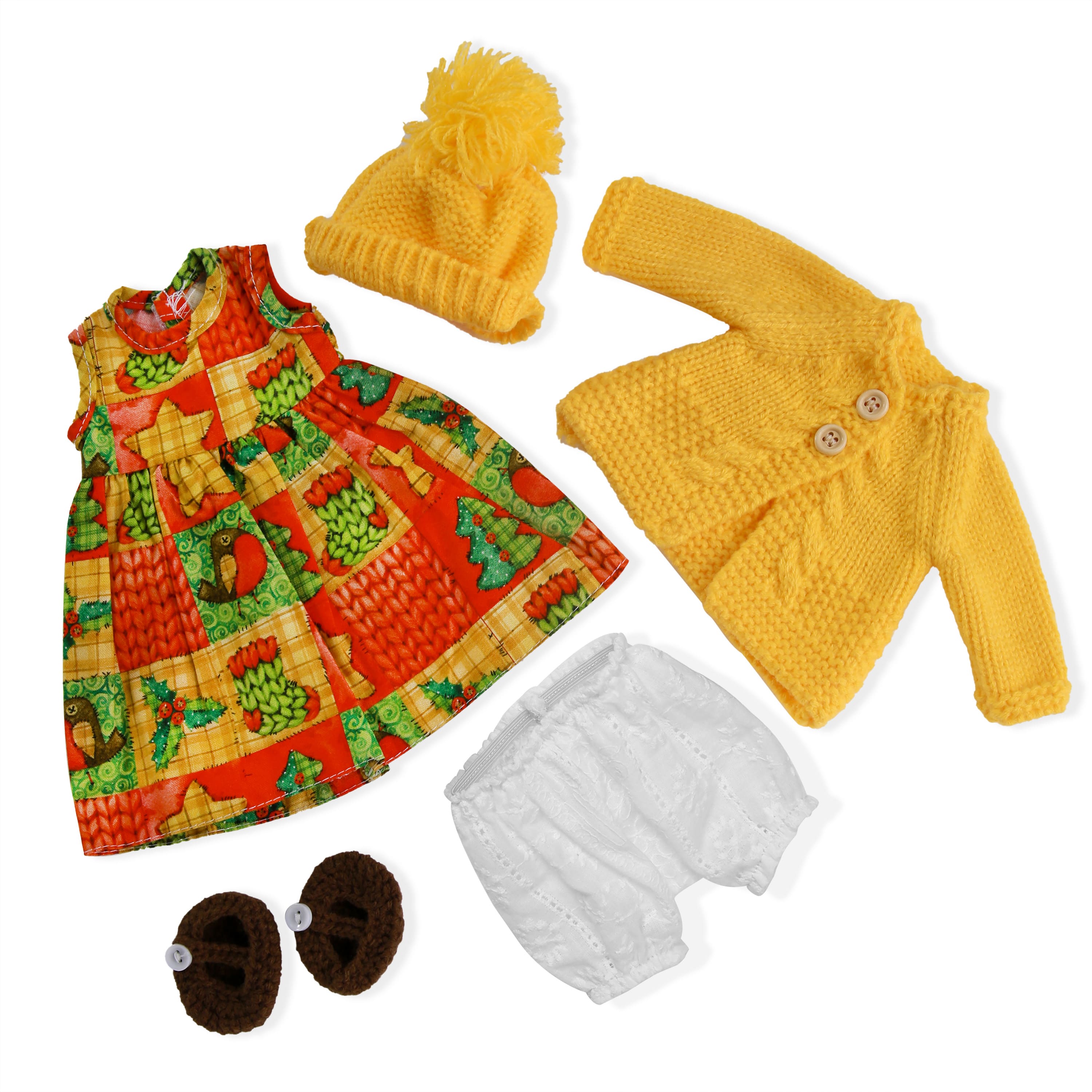 BlissfulPixie 12" Waldorf Handmade Doll Clothing Set Baby Girl Clothes Washable