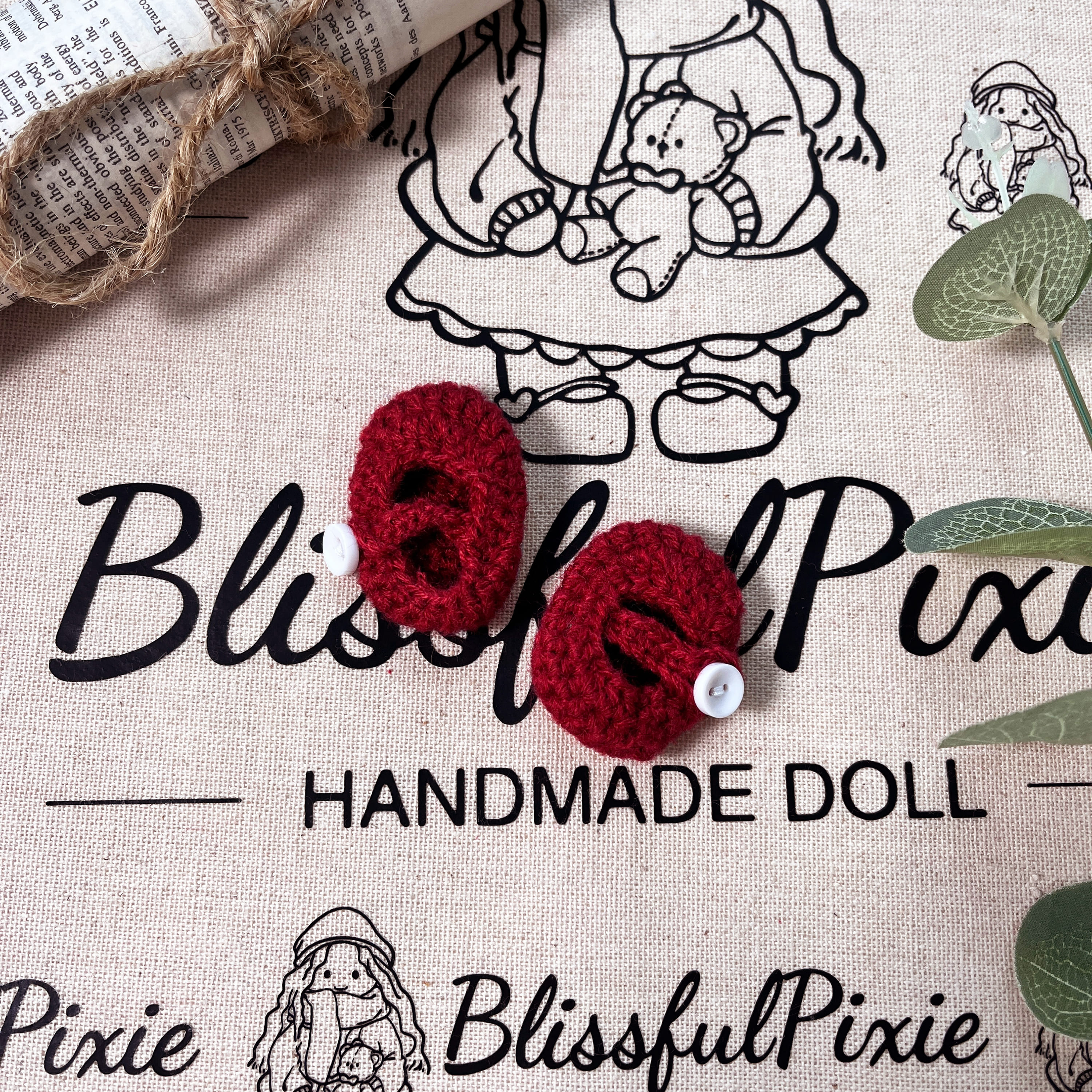 BlissfulPixie 12" Waldorf Handmade Doll Clothing Set Baby Girl Clothes Washable