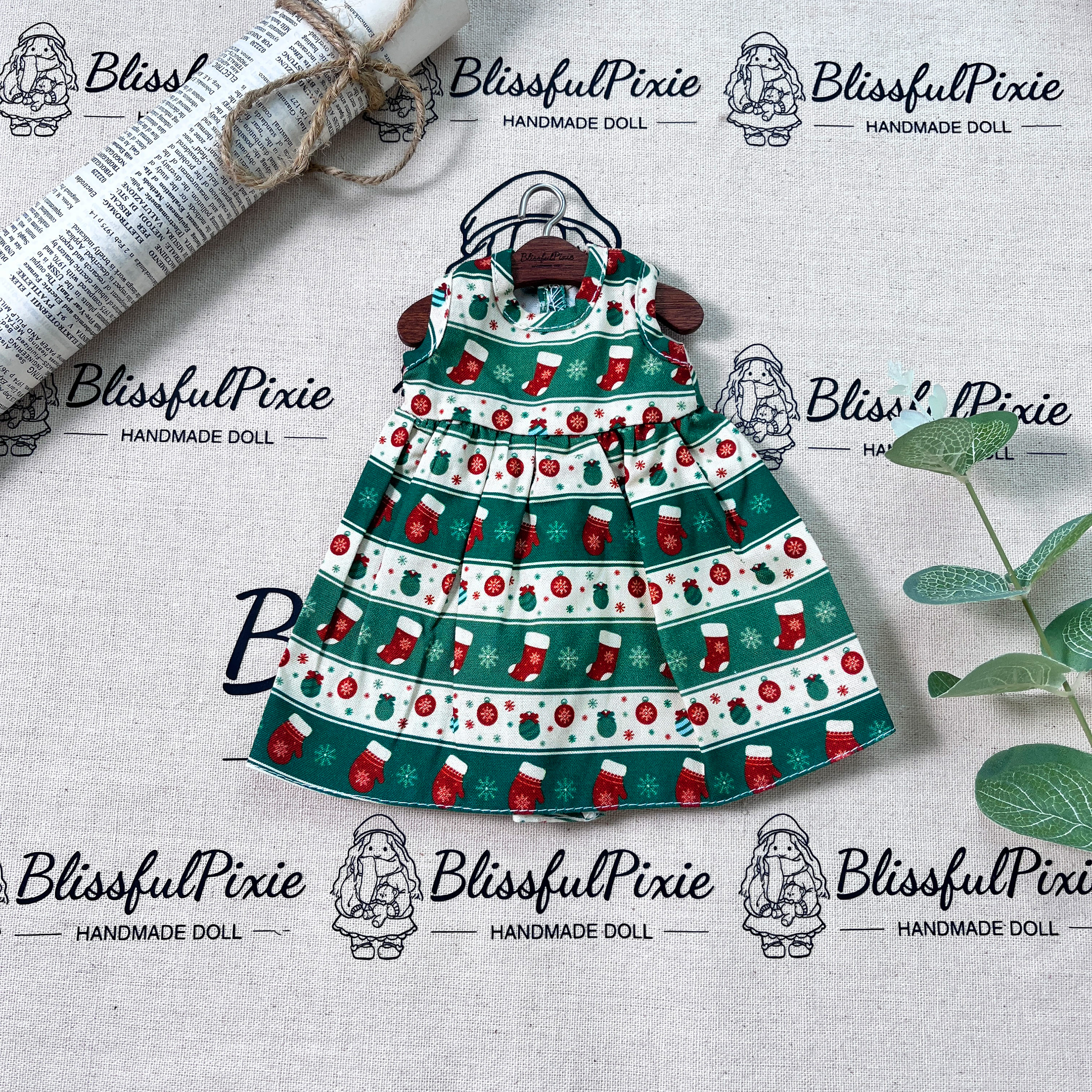 BlissfulPixie 12" Waldorf Handmade Doll Clothing Set Baby Girl Clothes Washable