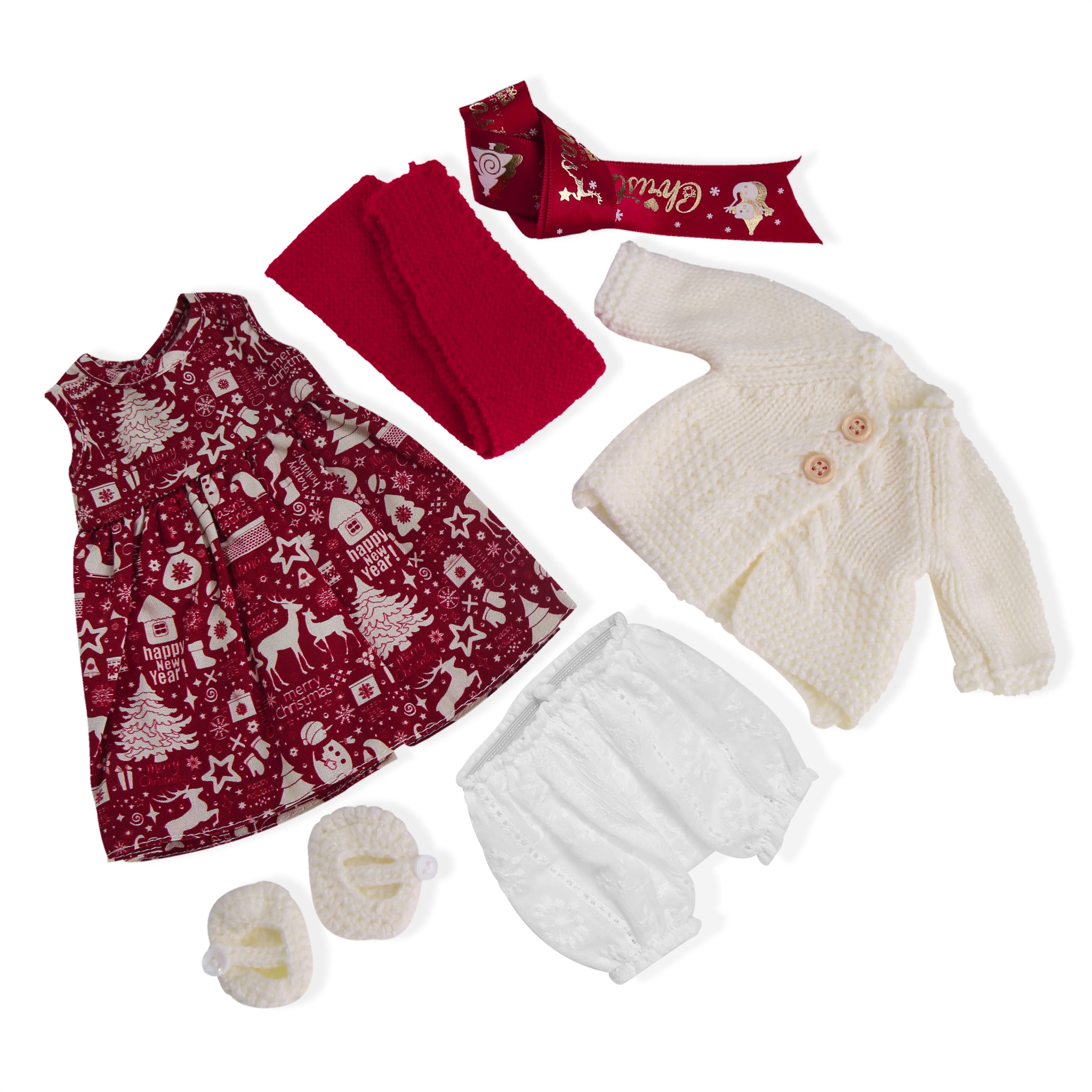 BlissfulPixie 12" Waldorf Handmade Doll Clothing Set Baby Girl Clothes Washable