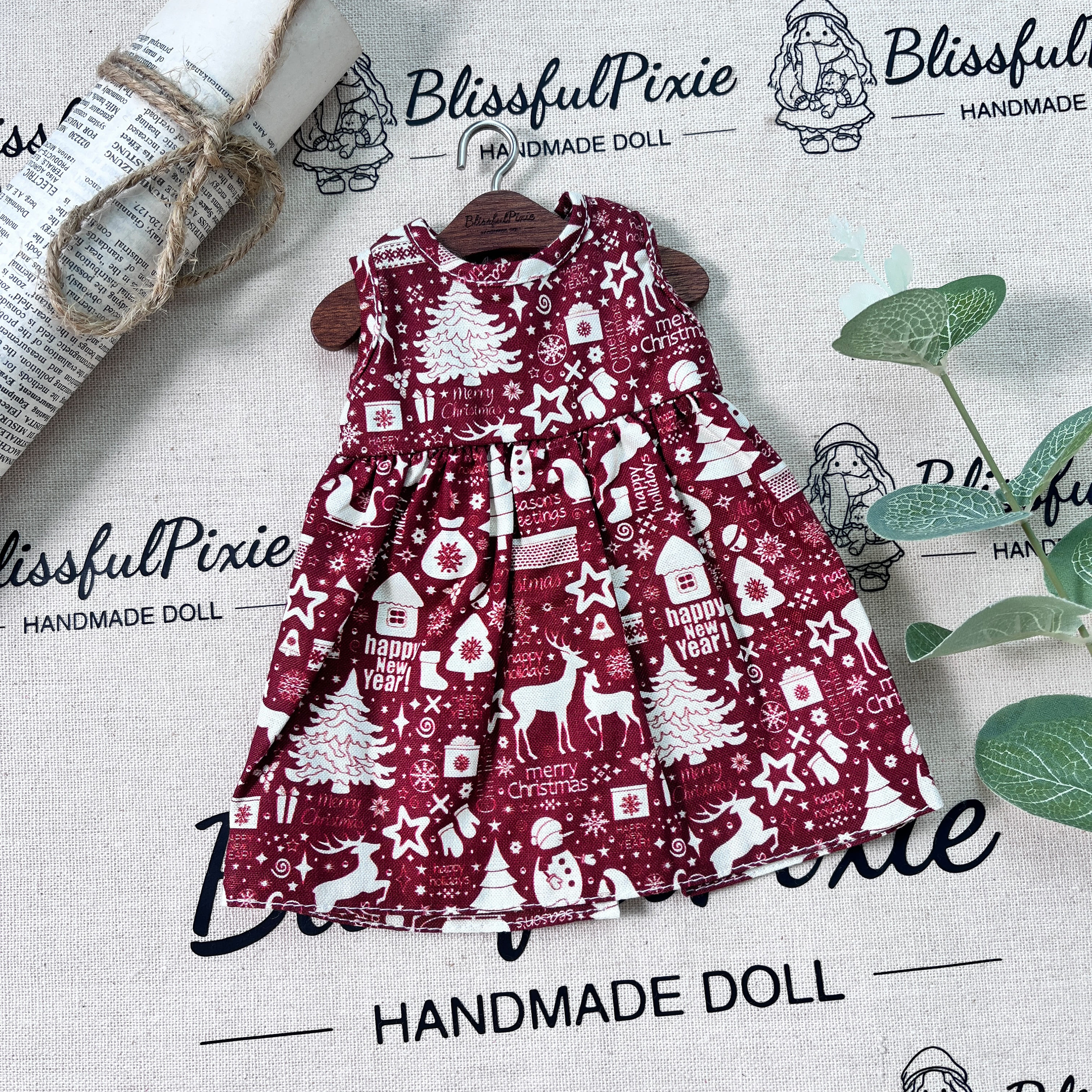 BlissfulPixie 12" Waldorf Handmade Doll Clothing Set Baby Girl Clothes Washable