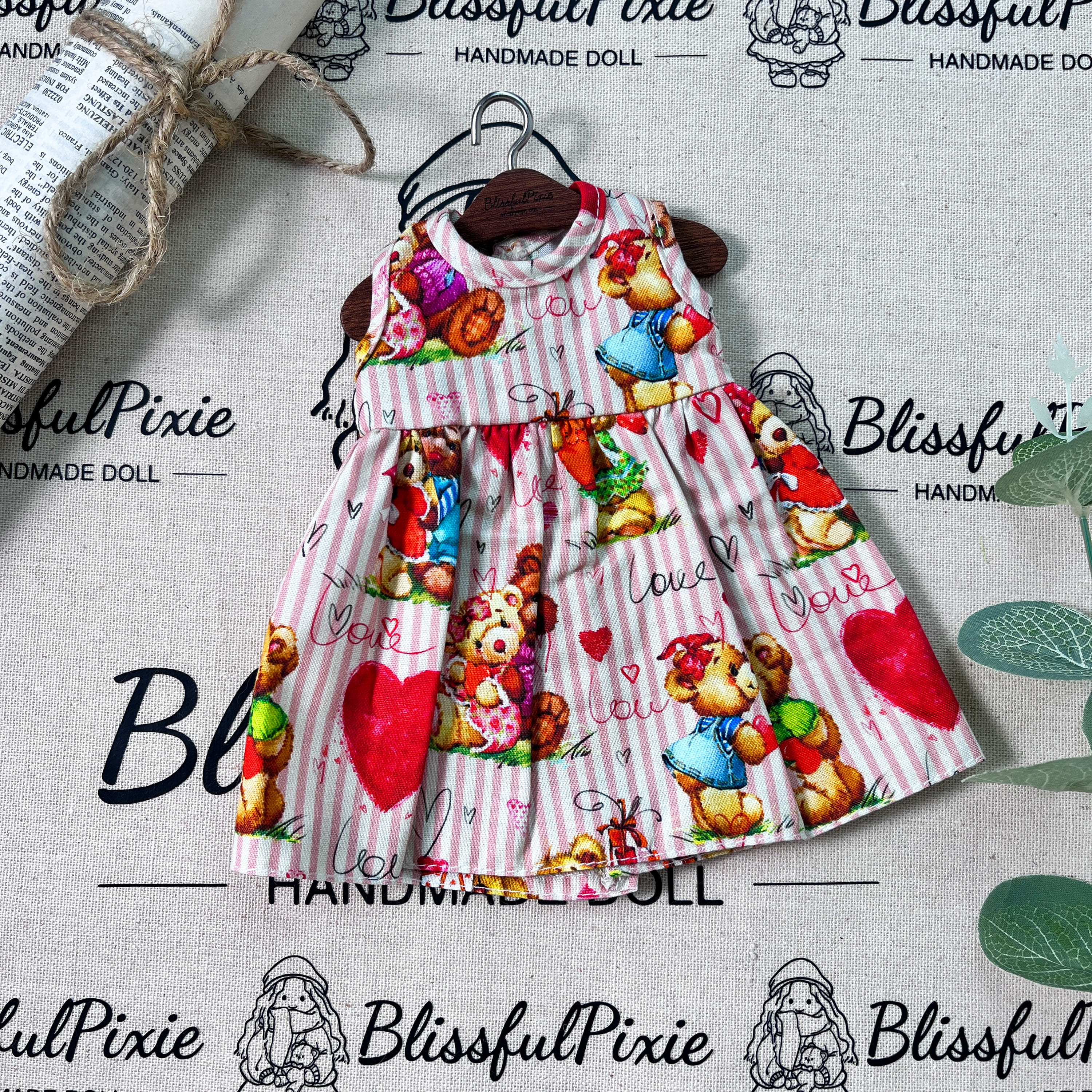 BlissfulPixie 12" Waldorf Handmade Doll Clothing Set Baby Girl Clothes Washable