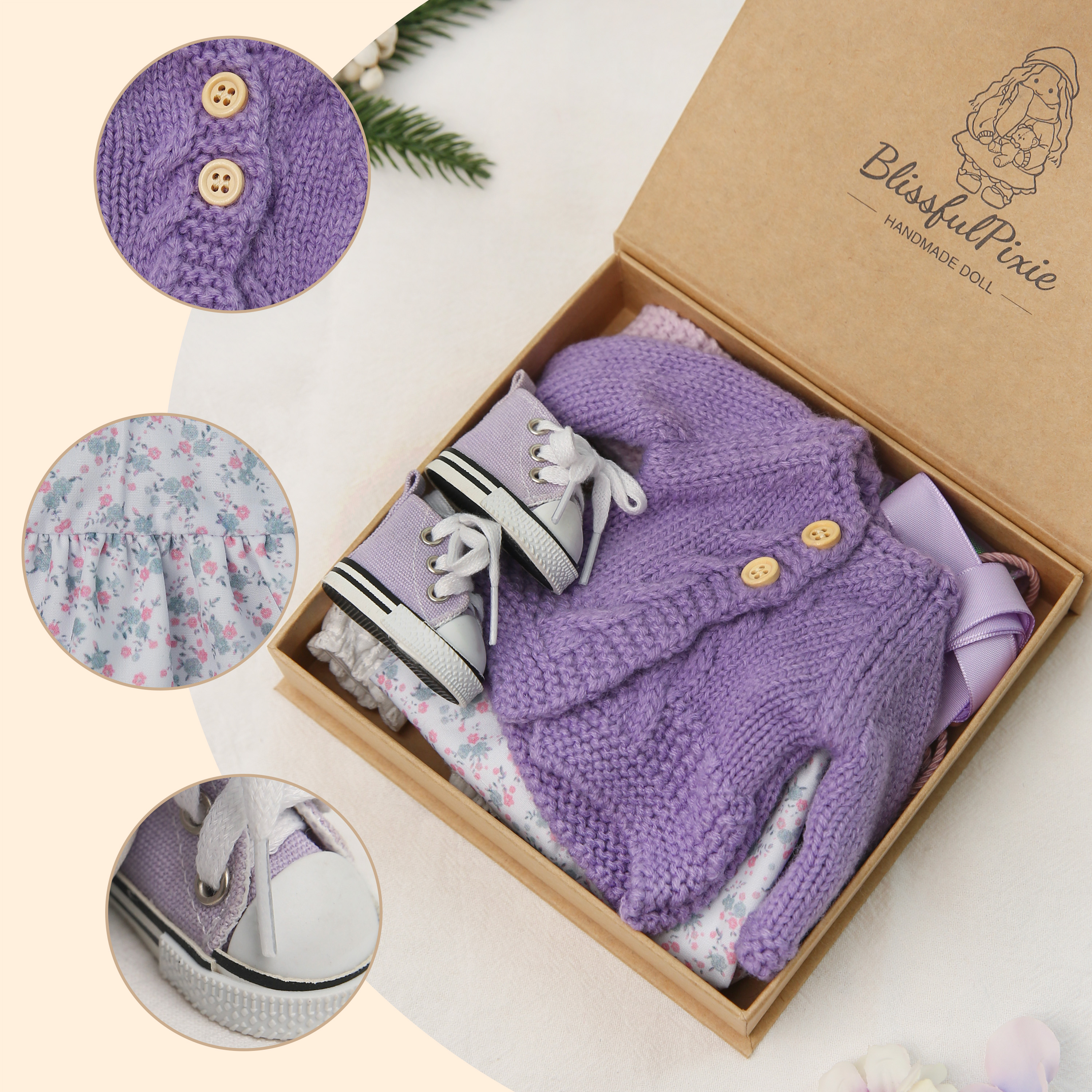 Handmade 12 Inch Waldorf Doll Clothes Set with Gift Box –Perfect for Girls' Birthday