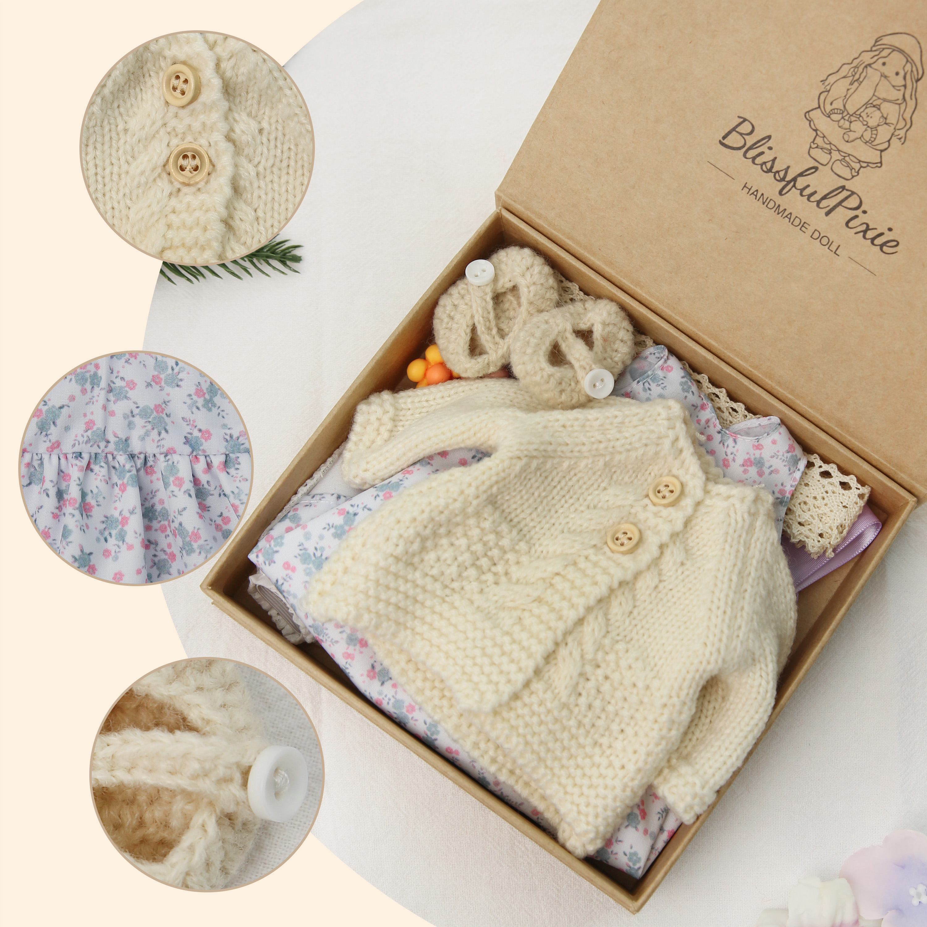 Waldorf 12 –Doll Clothes Set  –C Handmade Outfit with Beautiful Packaging