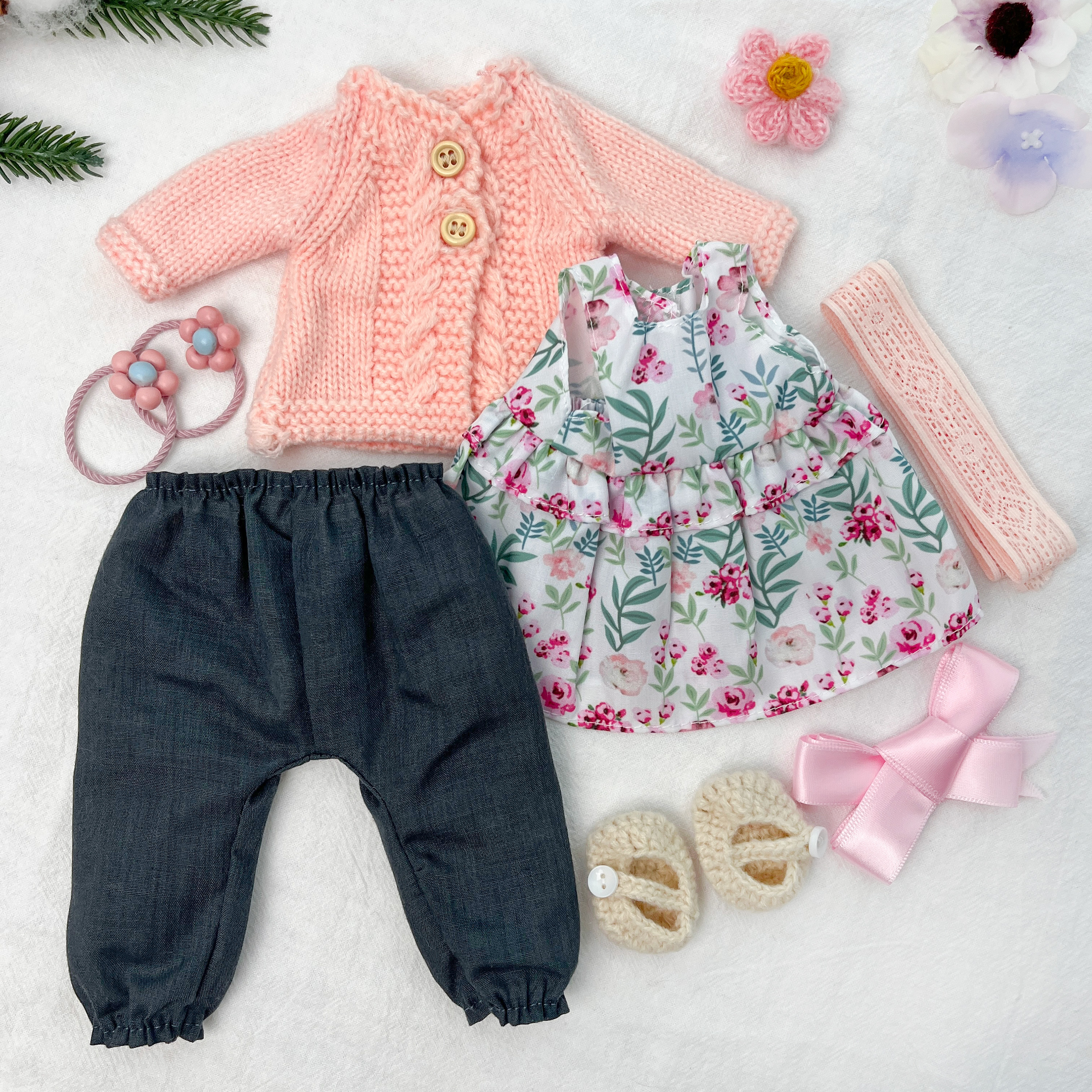 12 Inch Waldorf Doll Clothing Gift Set-Handmade Accessories for Girls