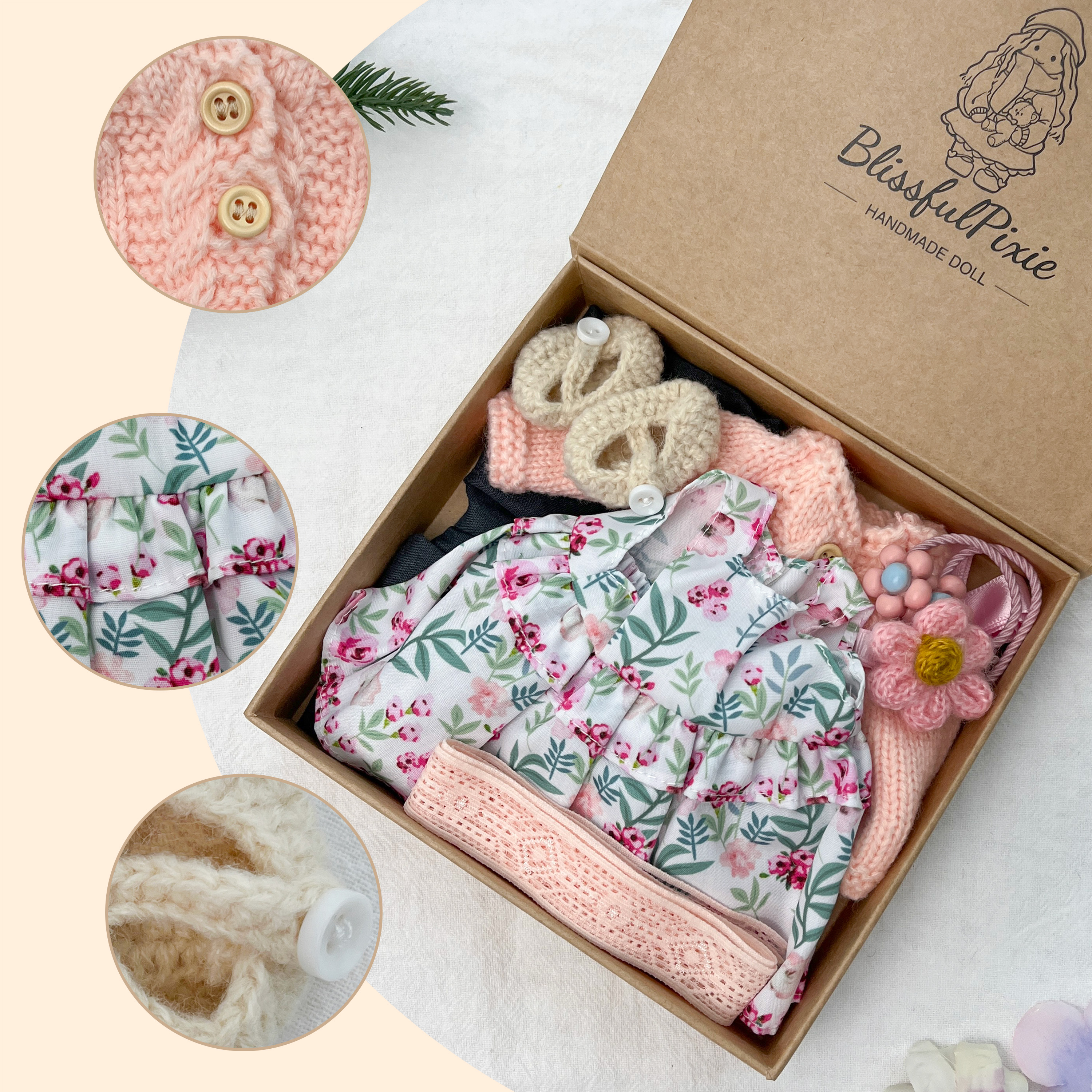 12 Inch Waldorf Doll Clothing Gift Set-Handmade Accessories for Girls