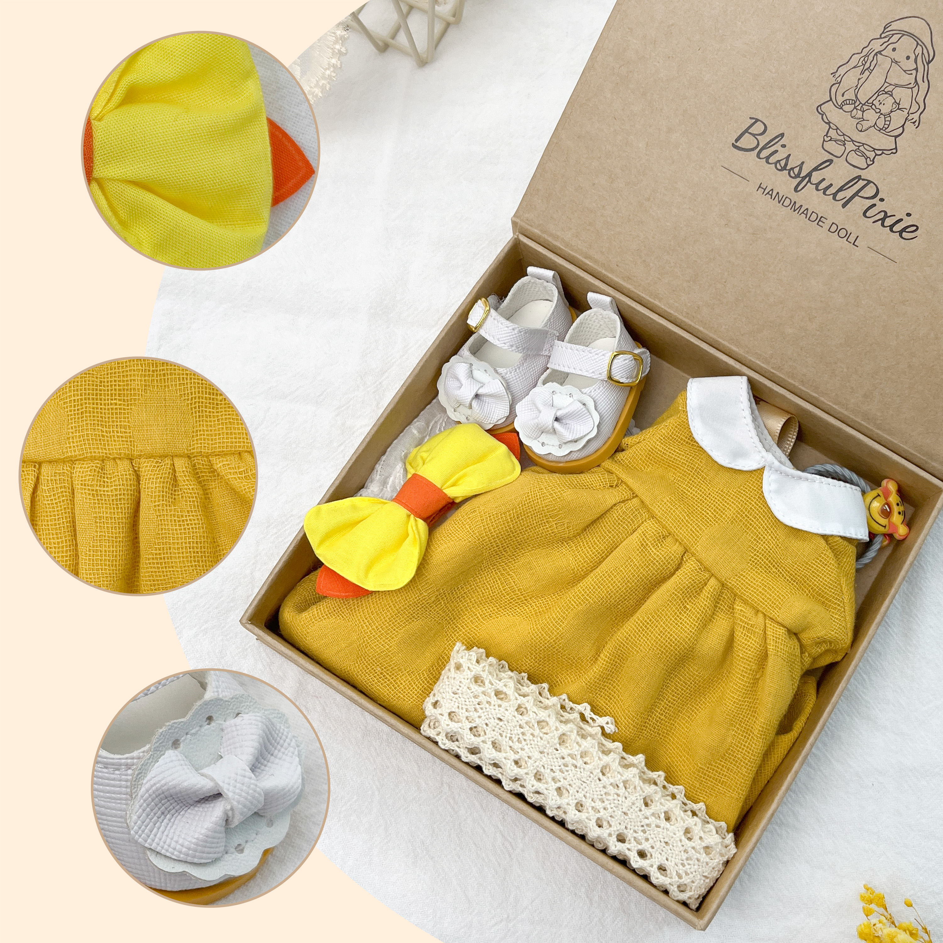 Girls Birthday Gift-Handmade Waldorf Doll Clothes Set with Box (12 Inch)