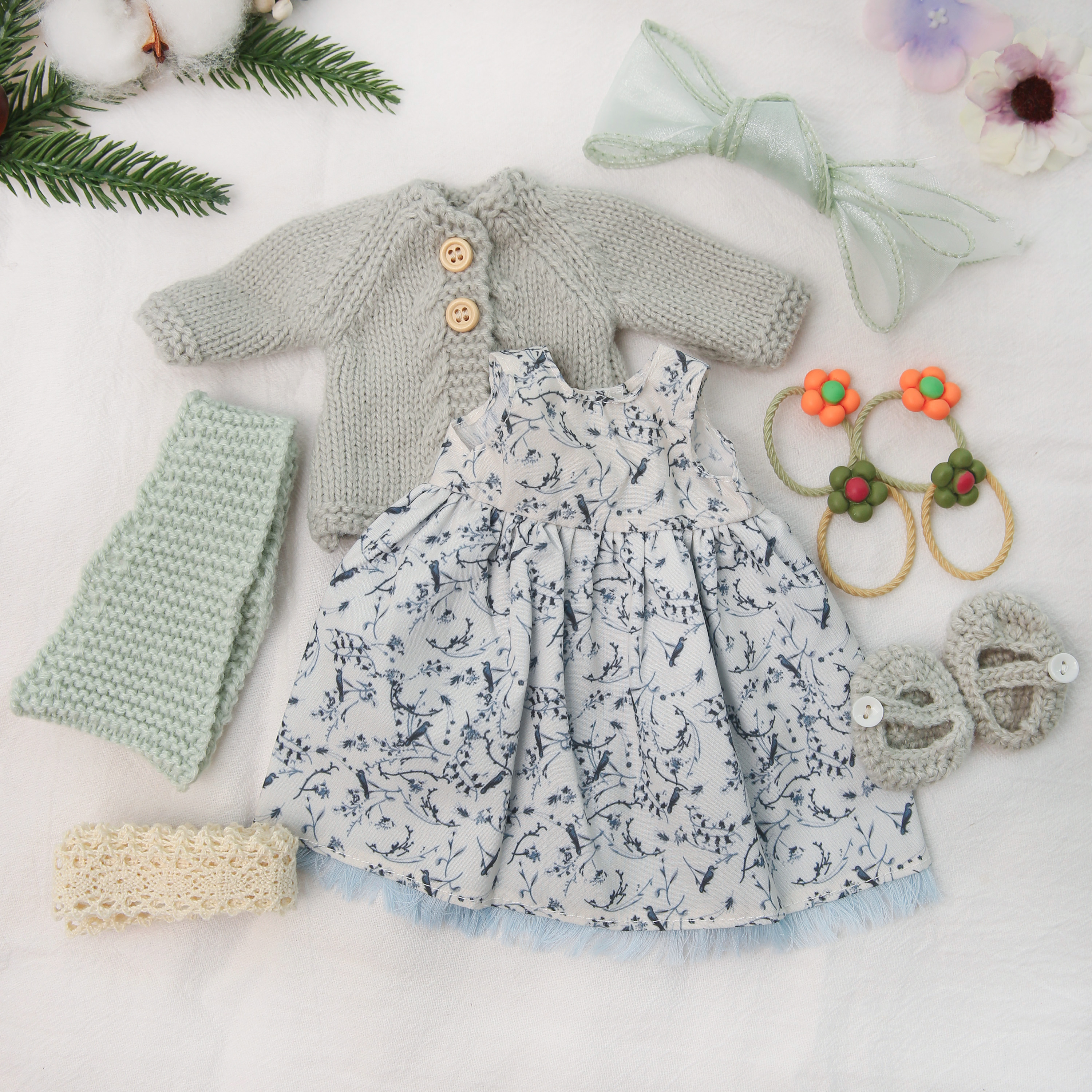 12 Inch Handmade Waldorf Doll Clothes Set-Birthday Gift for Girls