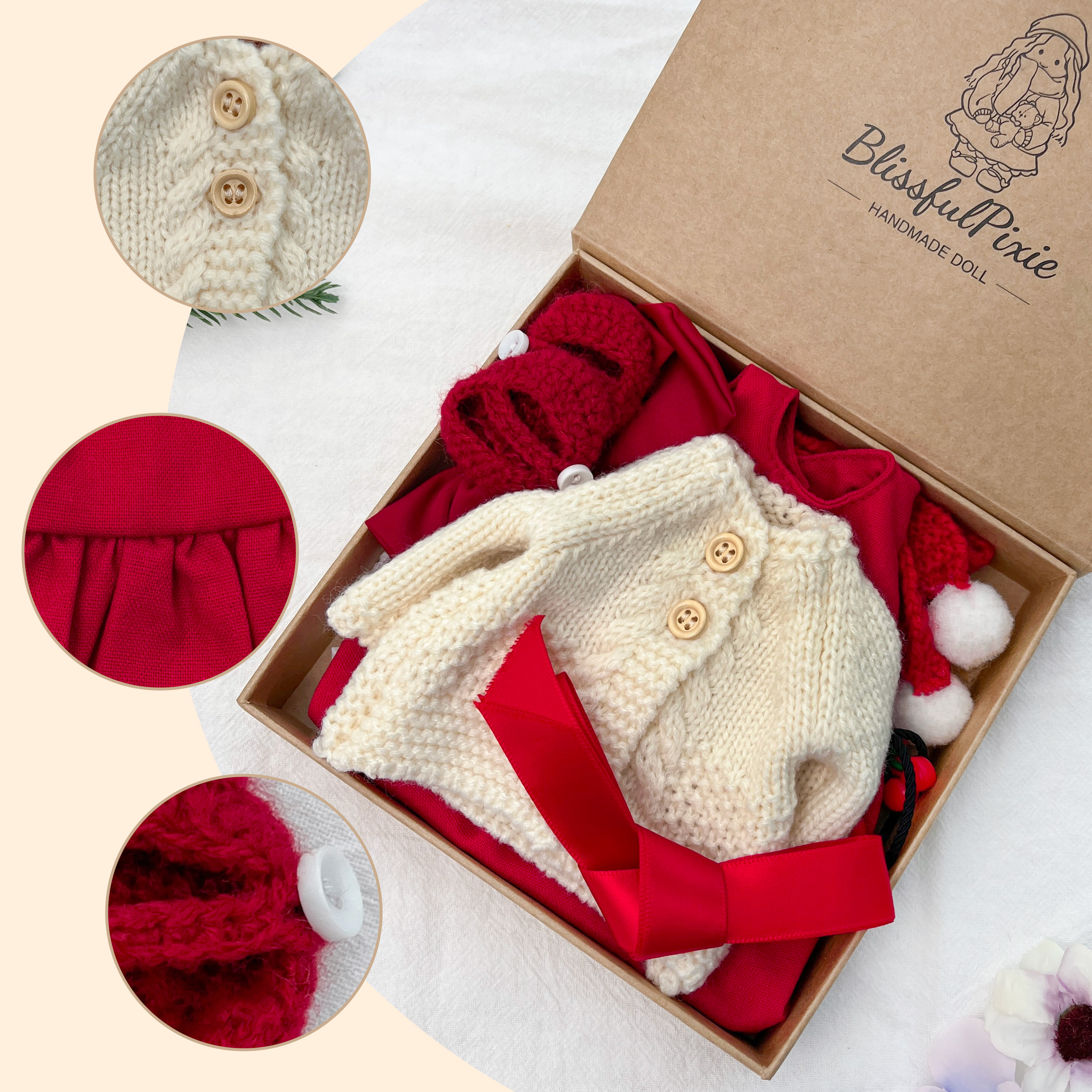 Unique Handmade Waldorf Doll Outfit-12 Inch Clothing Gift for Girls