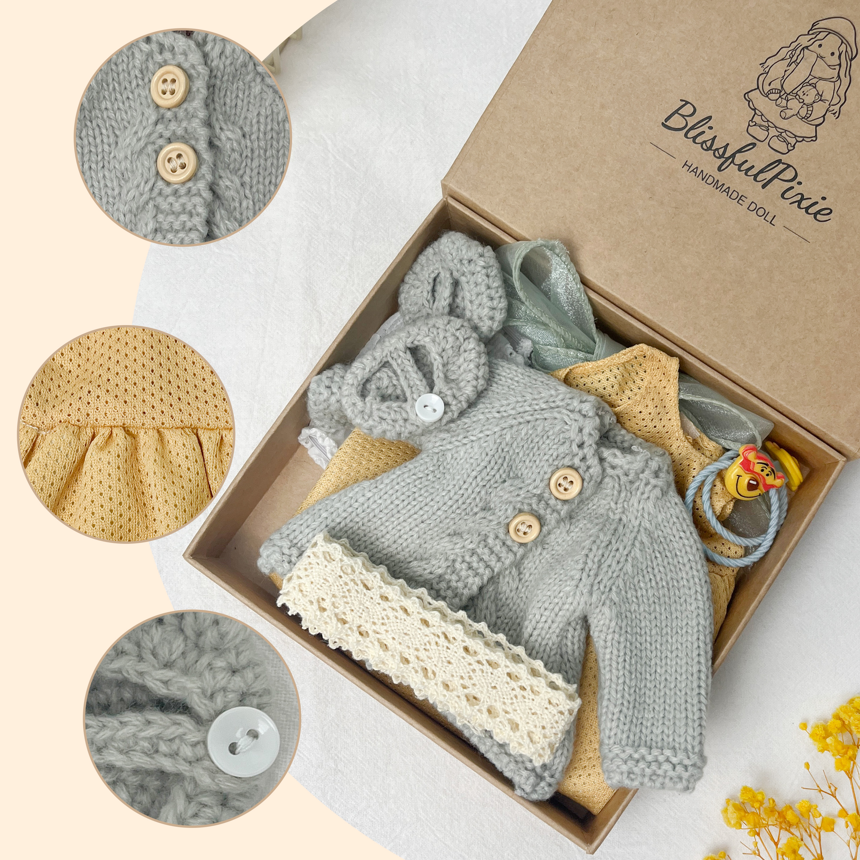 12 –Waldorf Doll Clothes Gift Set  –Handmade Accessories for Girls