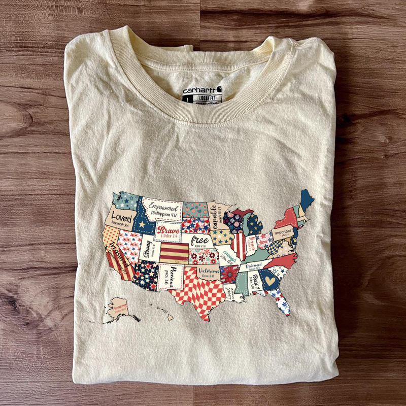 Retro America Usa Map T Shirt