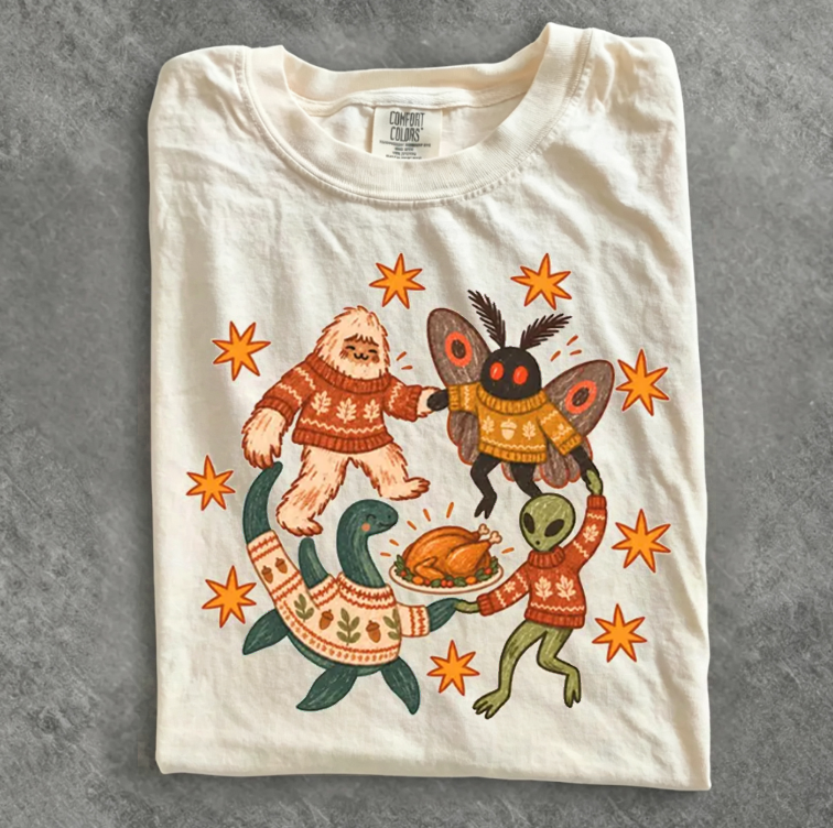 Dancing Cryptids Thanksgiving T-shirt