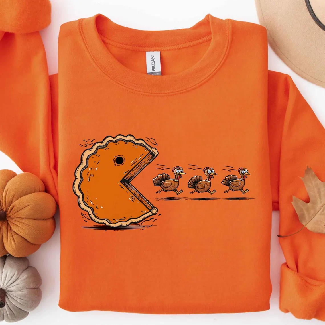 Funny Pumpkin Pie Chasing Turkeys Sweatshirt