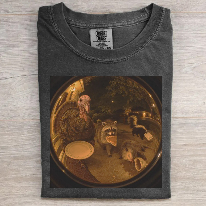 Raccoon Turkey Opossum Skunk Thanksgiving T-shirt