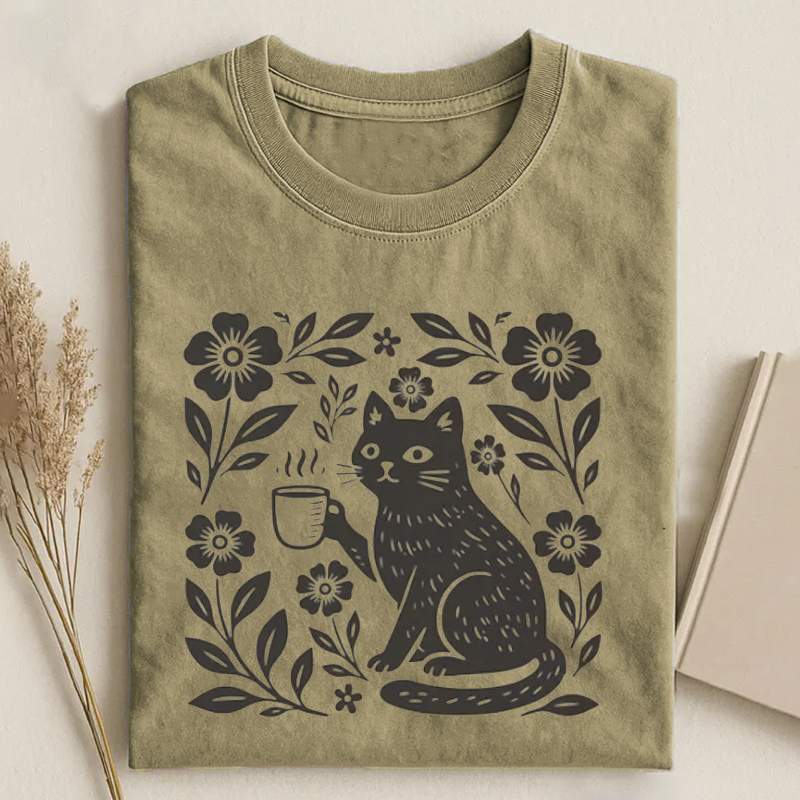 Boho Cat Coffee Lover T-shirt