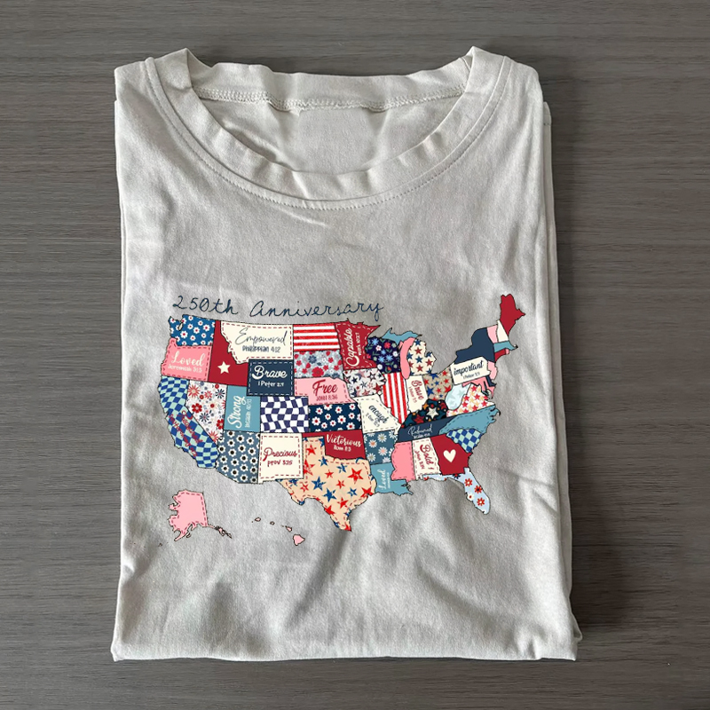 Patriotic Patchwork USA Map T-shirt