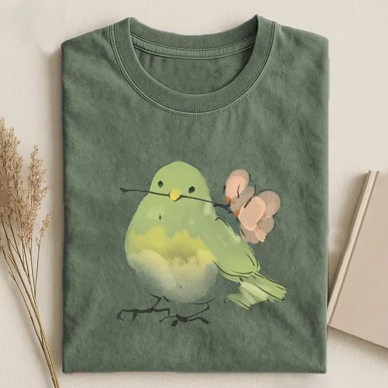 Cute Bird With Flower T-shirt