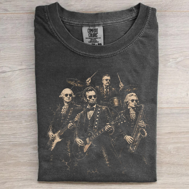 Funny Founding Fathers Rock Band T-shirt