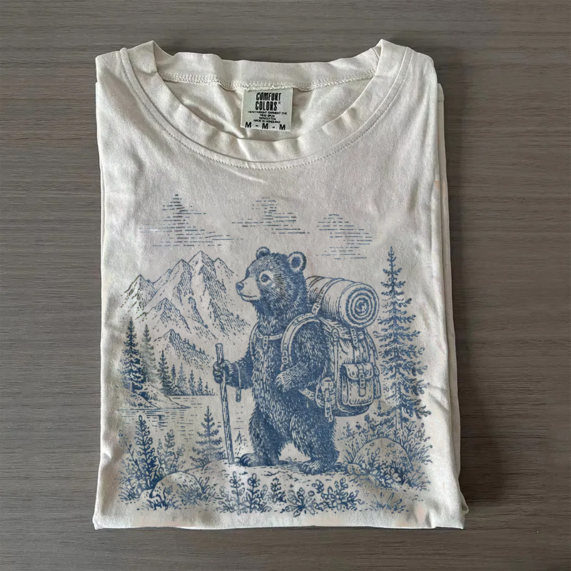 Vintage Hiking Bear Graphic T-shirt