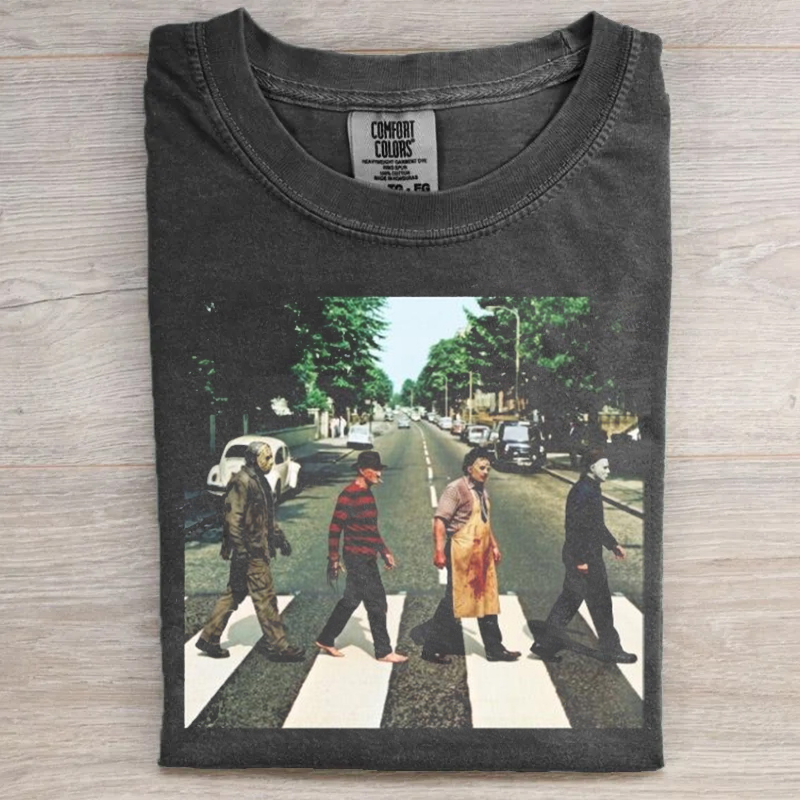 Vintage Horror Characters Crossing Street T-shirt