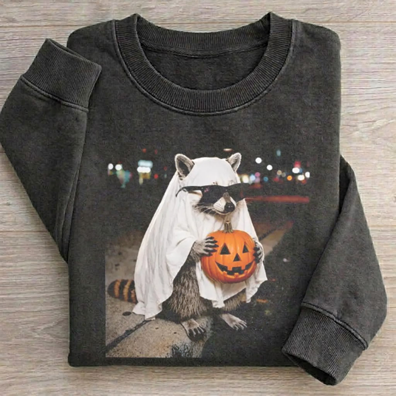 Raccoon Ghost Halloween Sweatshirt