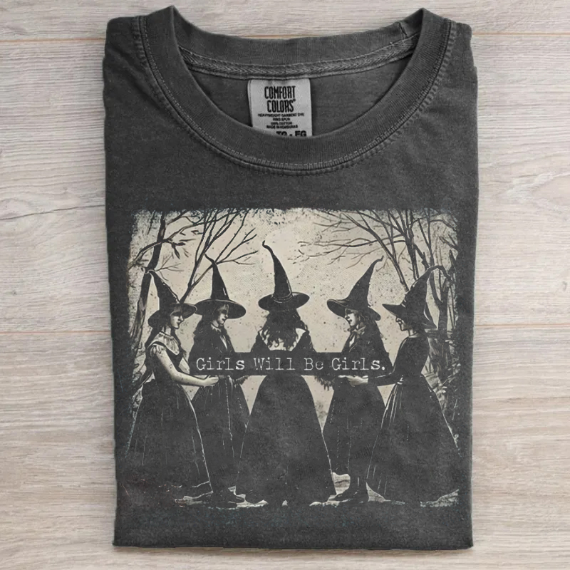 Vintage Girls Will Be Girls Witch T-shirt