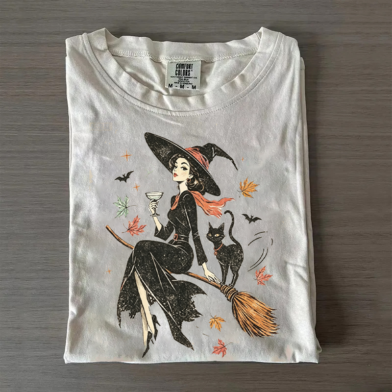 Vintage Witch & Cat Ringer T-shirt