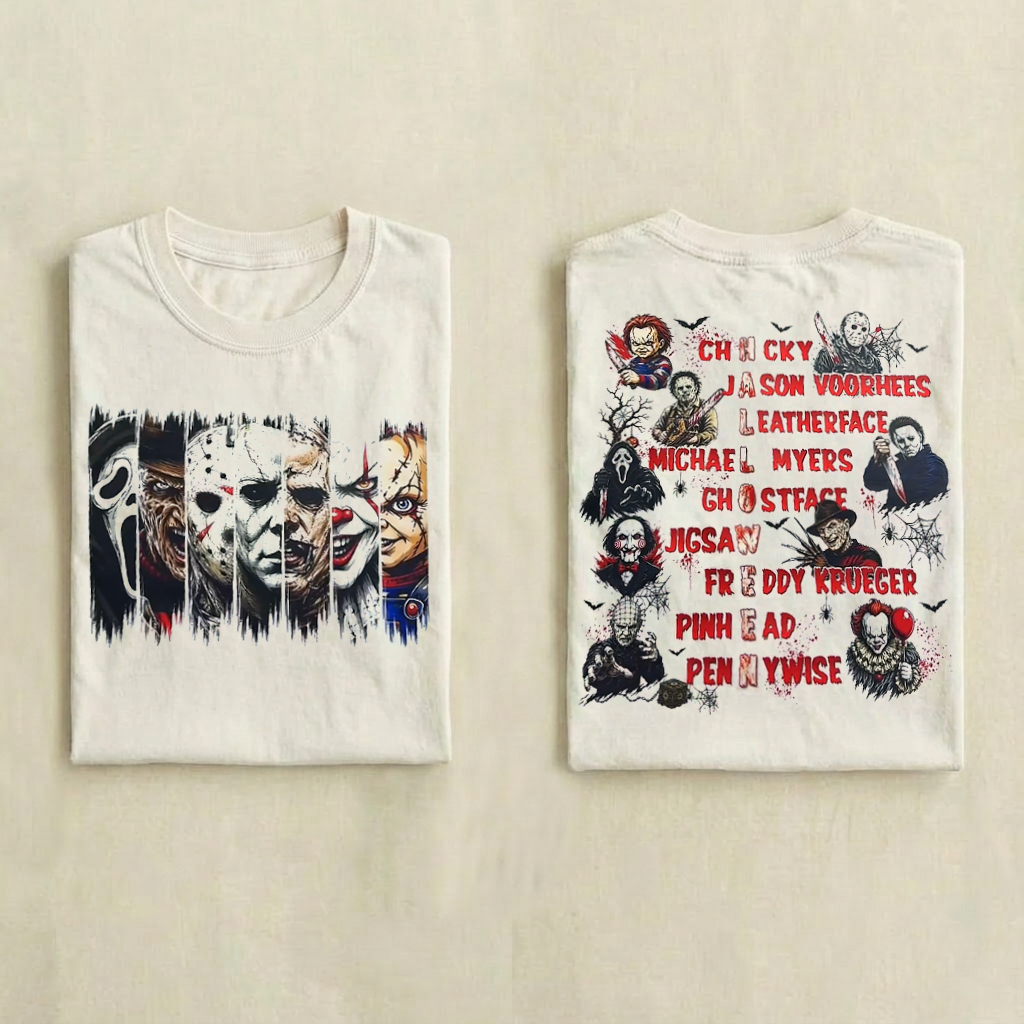 Vintage Horror Movie Character Halloween T-shirt