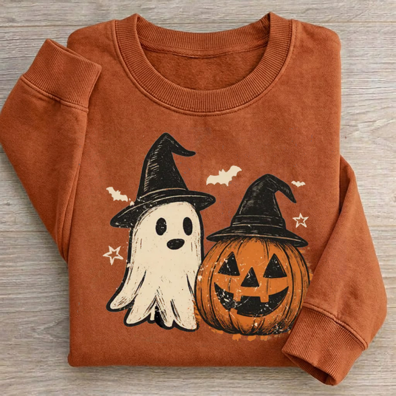 Spooky Ghost Pumpkin Halloween Sweatshirt