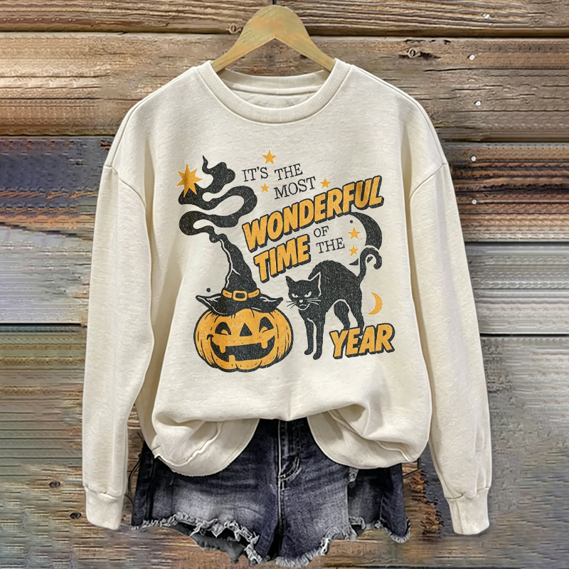 Spooky Black Cat Hoodie Witchy Pumpkin Sweatshirt