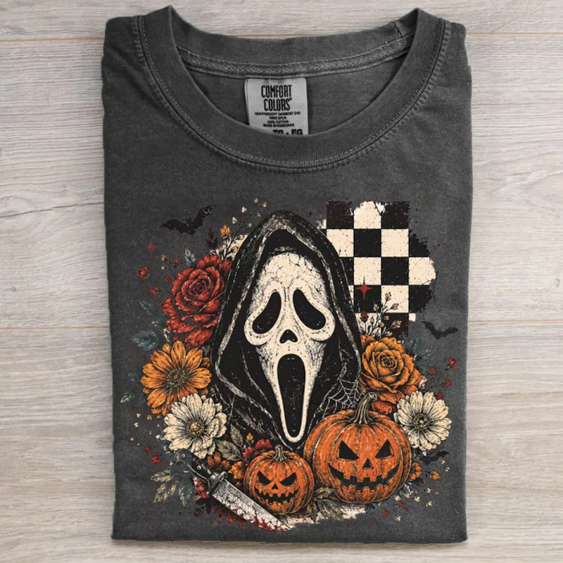 Ghostface Pumpkin Floral T-shirt