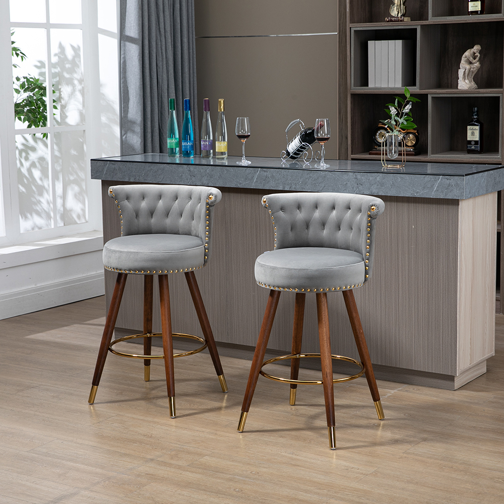 Montary Swivel Bar Stools with Backrest and Footrest(Set of 2)