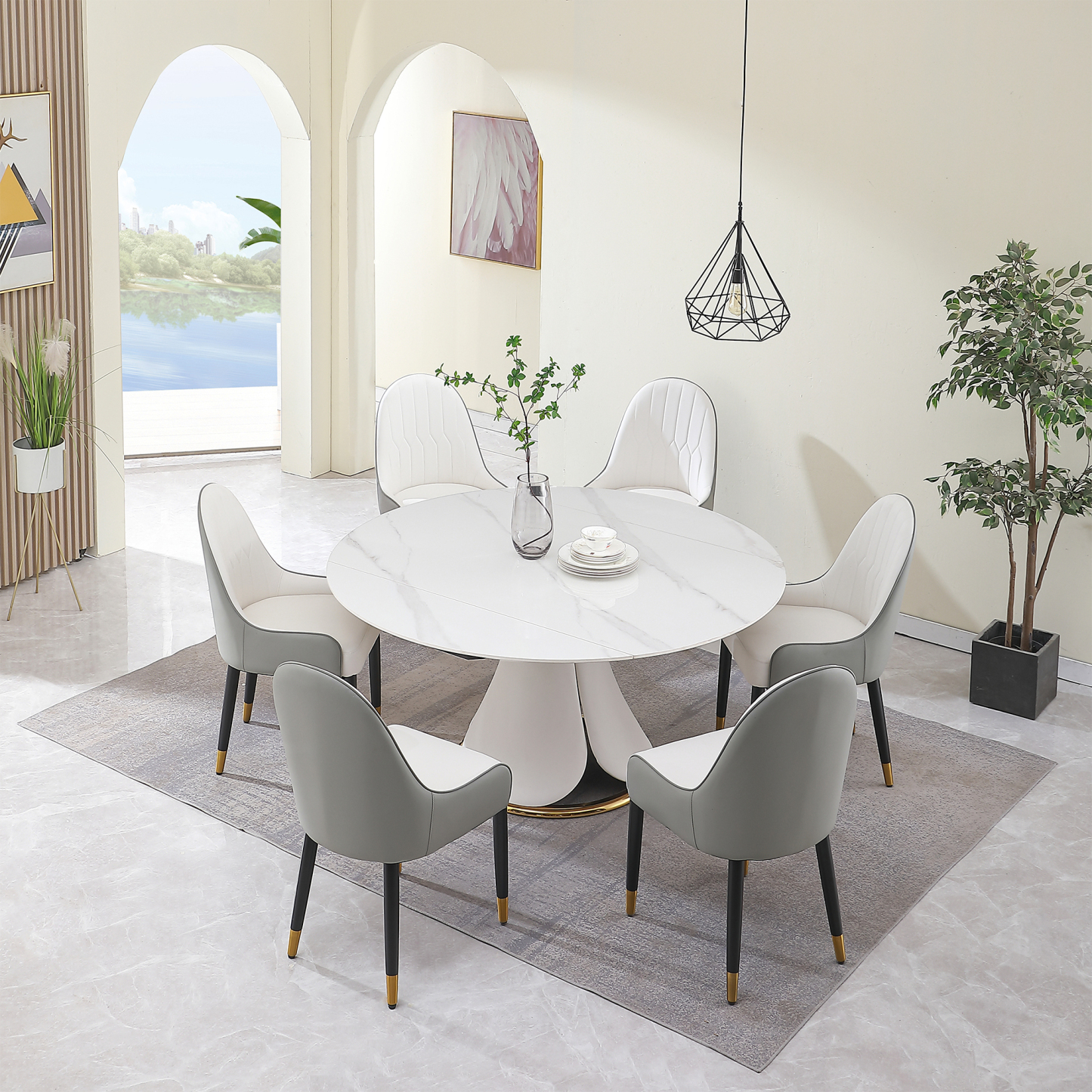 Montary Sintered Stone Multifunctional Extending Dining Table